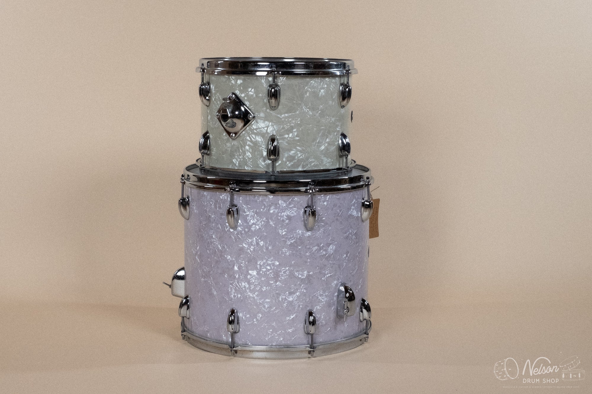 1970s Slingerland Gene Krupa Deluxe in White Marine Pearl - 14x20, 9x13, 14x16