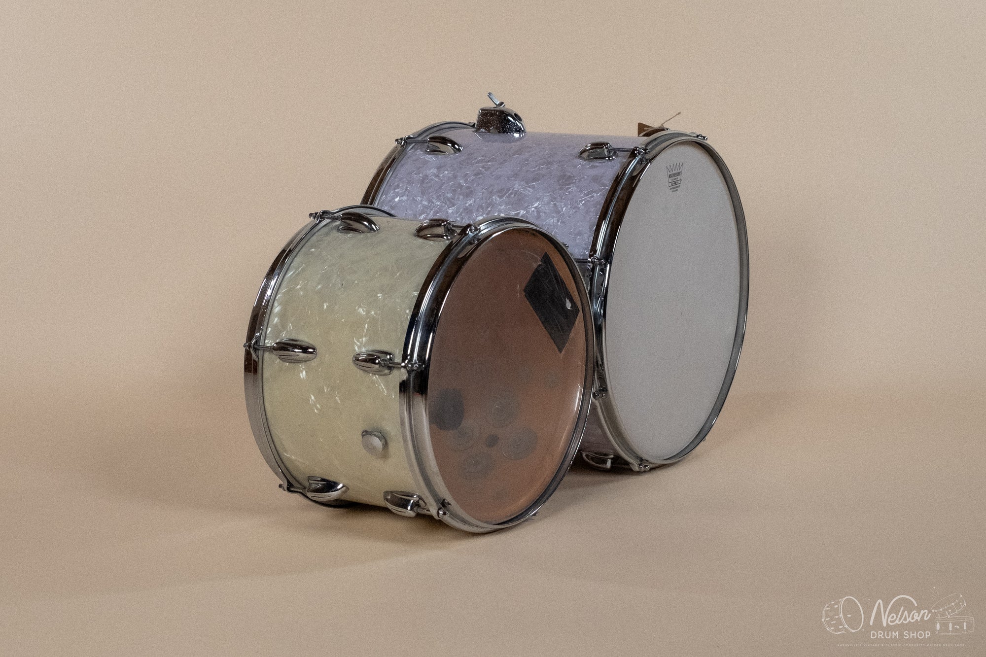 1970s Slingerland Gene Krupa Deluxe in White Marine Pearl - 14x20, 9x13, 14x16