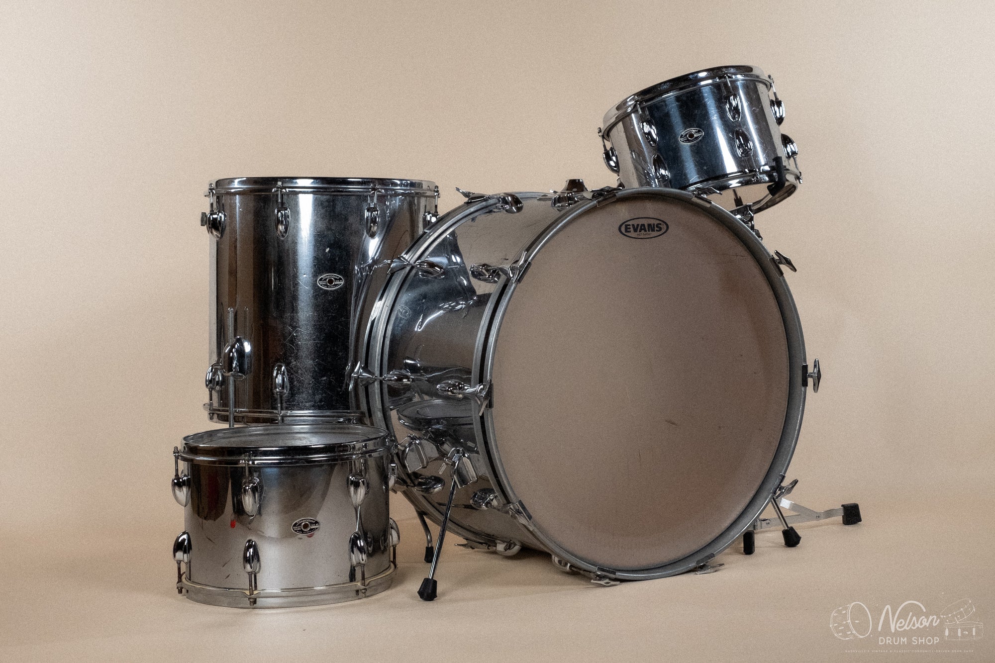 1970's Slingerland 'New Rock' in Chrome - 14x24, 8x12, 9x13, 16x16