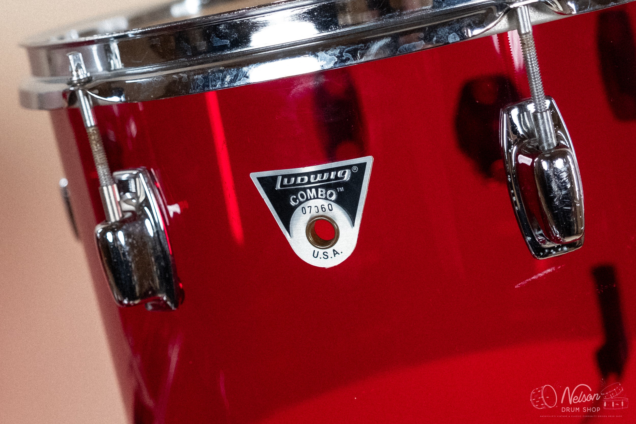 1980s Ludwig Combo Vistalite in Red - 14x22, 9x13, 16x16