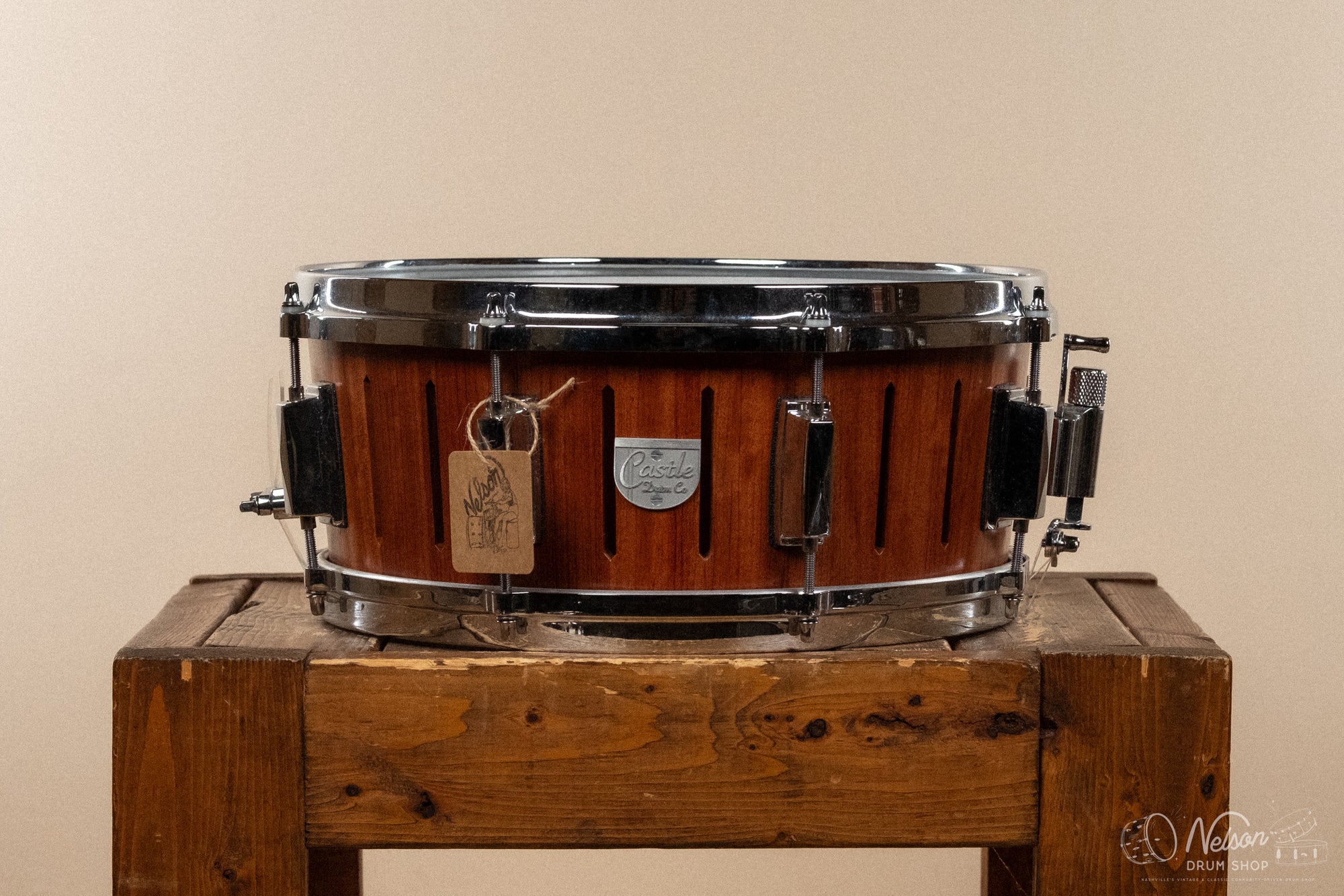 Used Castle Drum Co 'Watch Tower' Tapered & Vented Stave in Natural Mahogany - 6x13/14