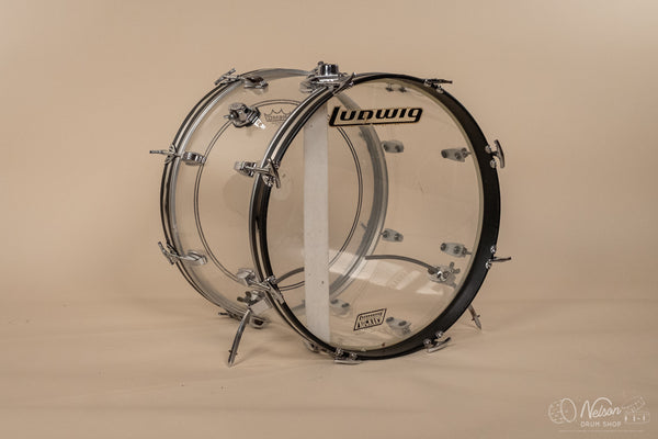 1970s Ludwig 'Downbeat' in Clear Vistalite - 14x20, 8x12, 14x14