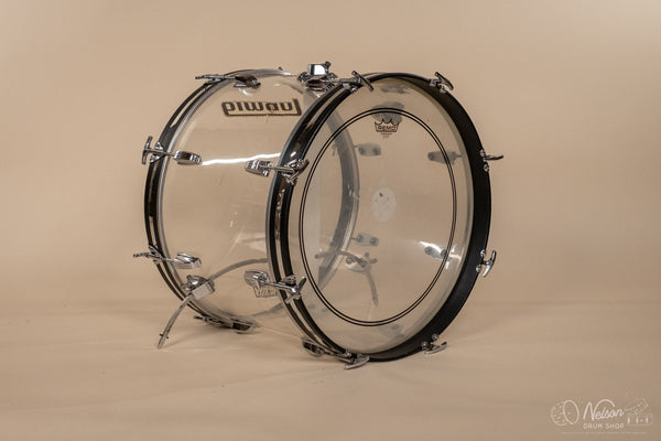 1970s Ludwig 'Downbeat' in Clear Vistalite - 14x20, 8x12, 14x14