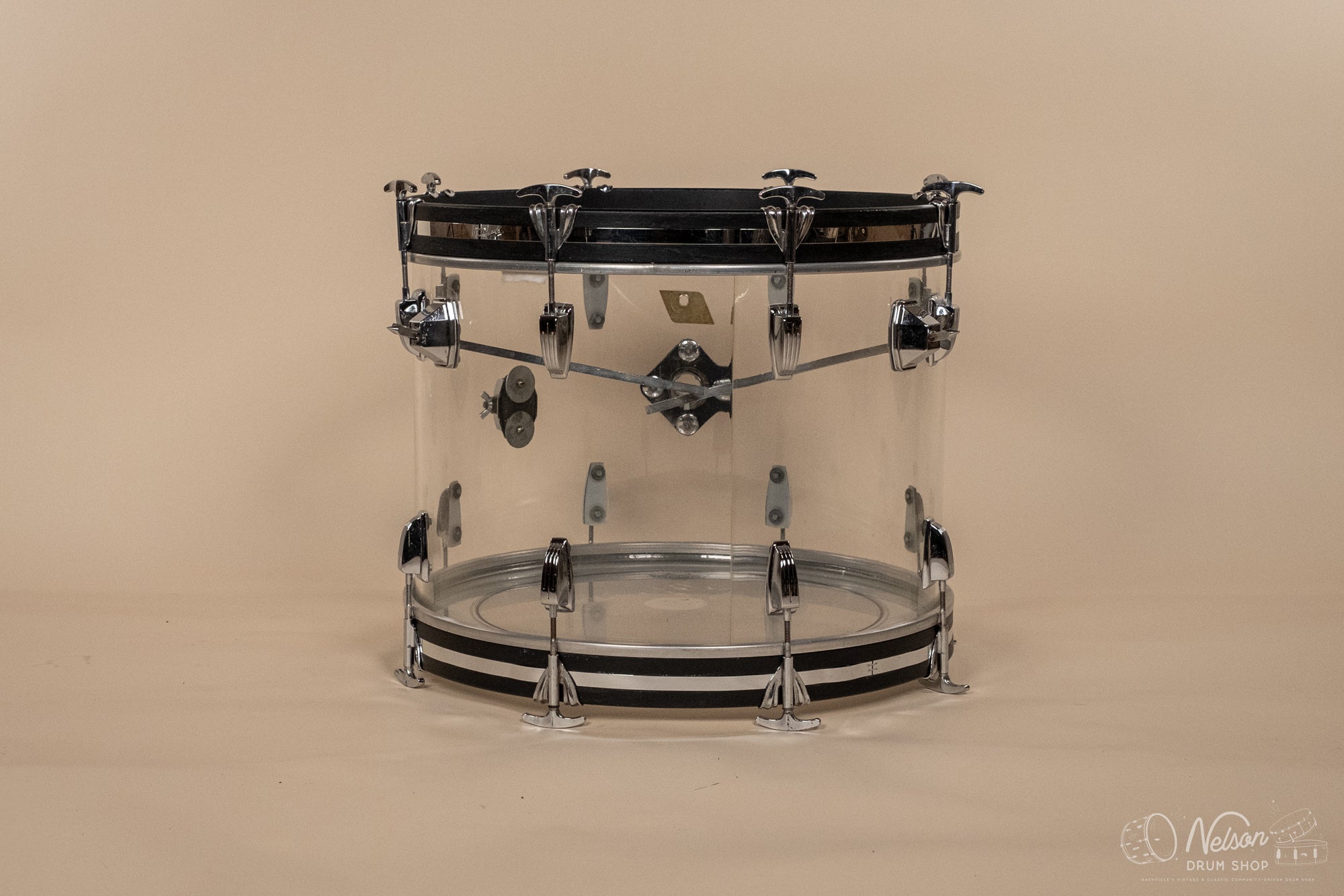 1970s Ludwig 'Downbeat' in Clear Vistalite - 14x20, 8x12, 14x14