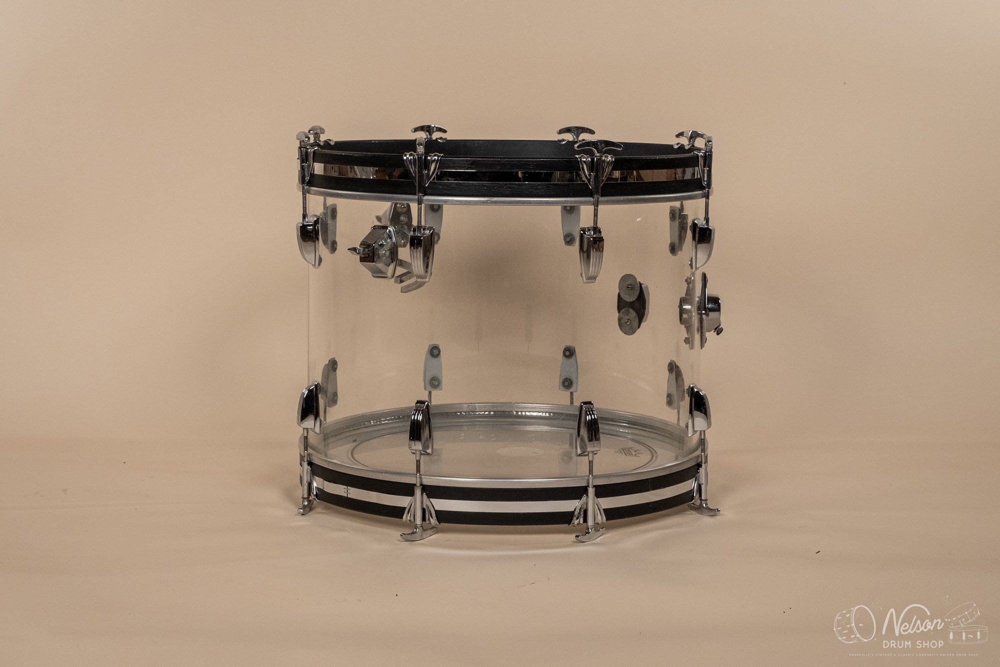 1970s Ludwig 'Downbeat' in Clear Vistalite - 14x20, 8x12, 14x14