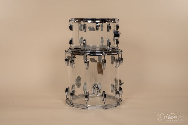 1970s Ludwig 'Downbeat' in Clear Vistalite - 14x20, 8x12, 14x14