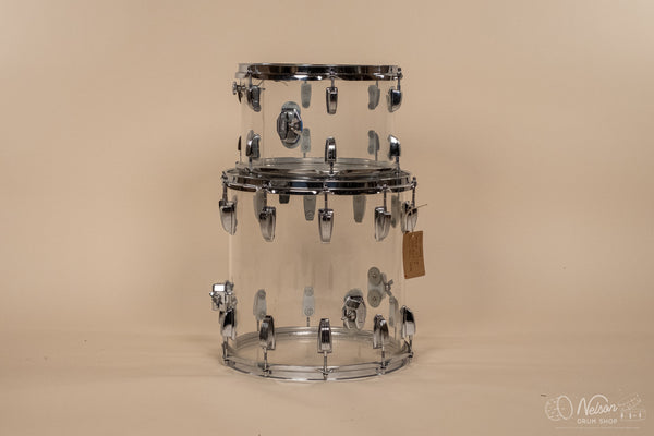 1970s Ludwig 'Downbeat' in Clear Vistalite - 14x20, 8x12, 14x14