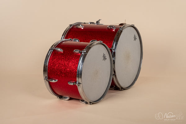 1960s Gretsch 'Name Band' Re-wrapped in Red Sparkle - 14x22, 9x13, 16x16