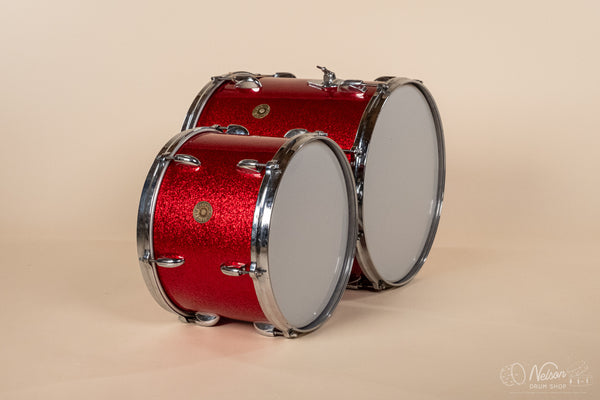 1960s Gretsch 'Name Band' Re-wrapped in Red Sparkle - 14x22, 9x13, 16x16