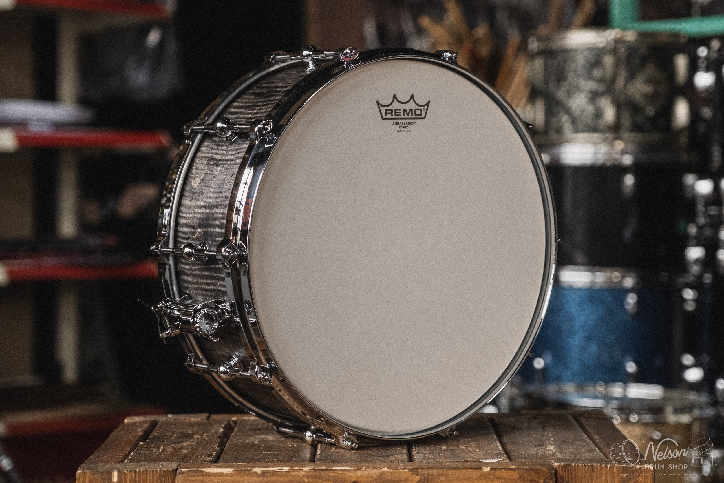 K-WAT Drum Co. Single Ply Quilted Maple in Waxed Black Dye - 5.5x14