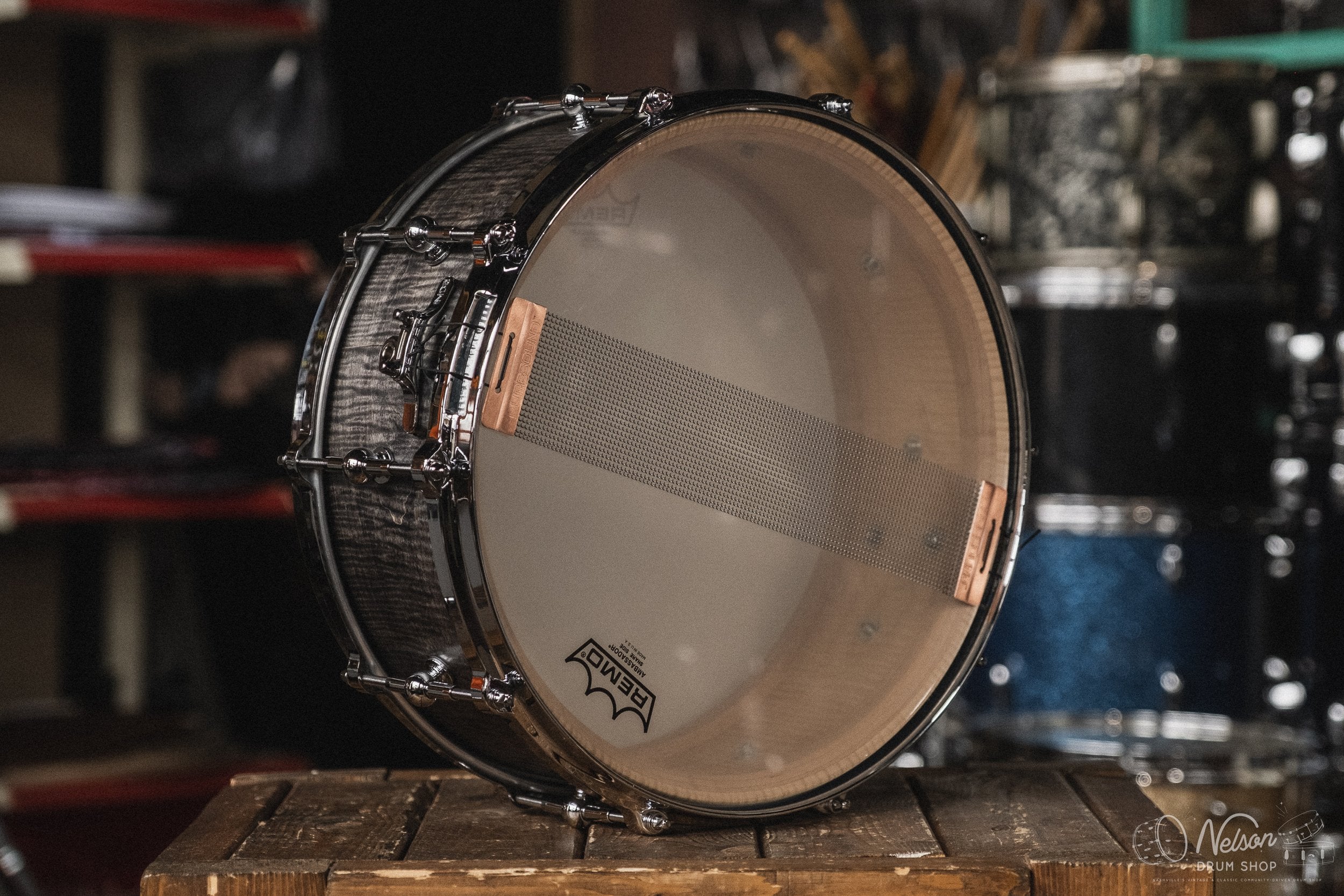 K-WAT Drum Co. Single Ply Quilted Maple in Waxed Black Dye - 5.5x14