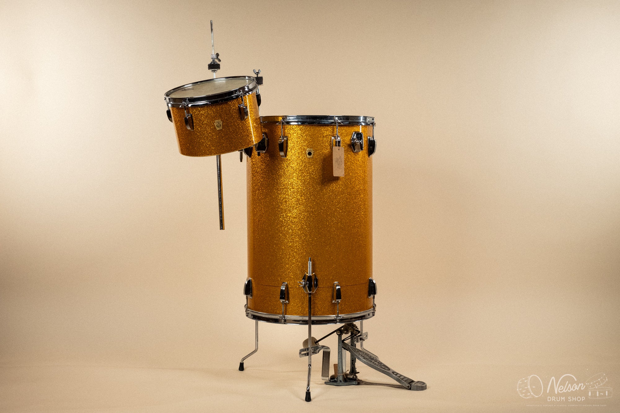 1960s Ludwig 'Miami Beach' Cocktail kit in Gold Sparkle - 24x16, 6.5x10