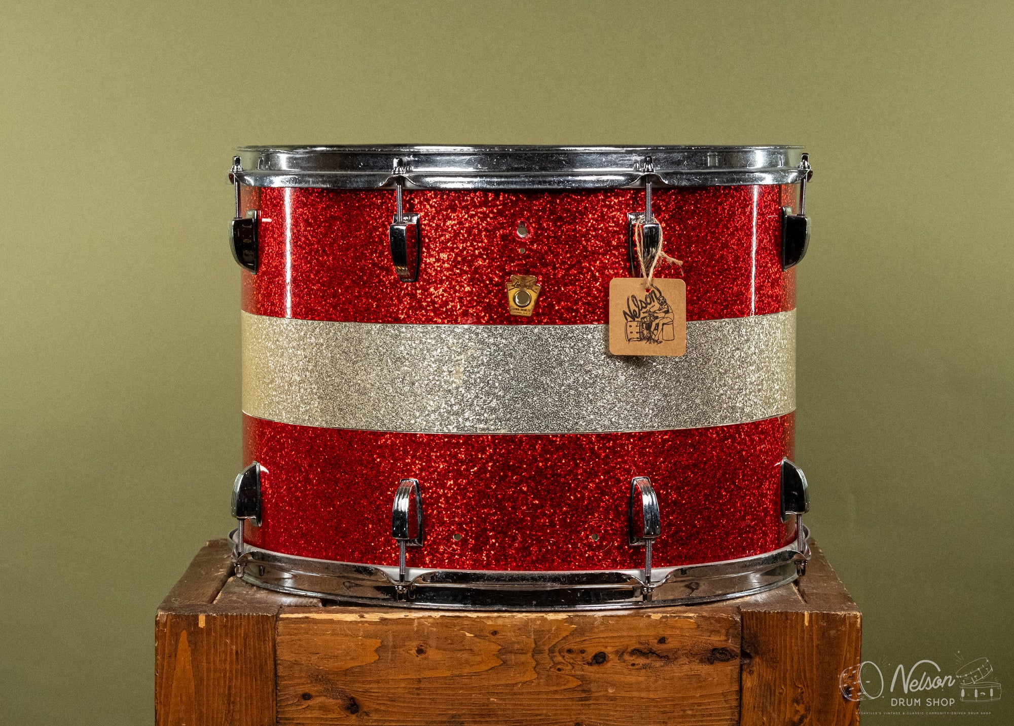 1960s Ludwig Marching Tenor in Red & Silver Sparkle - 12x17