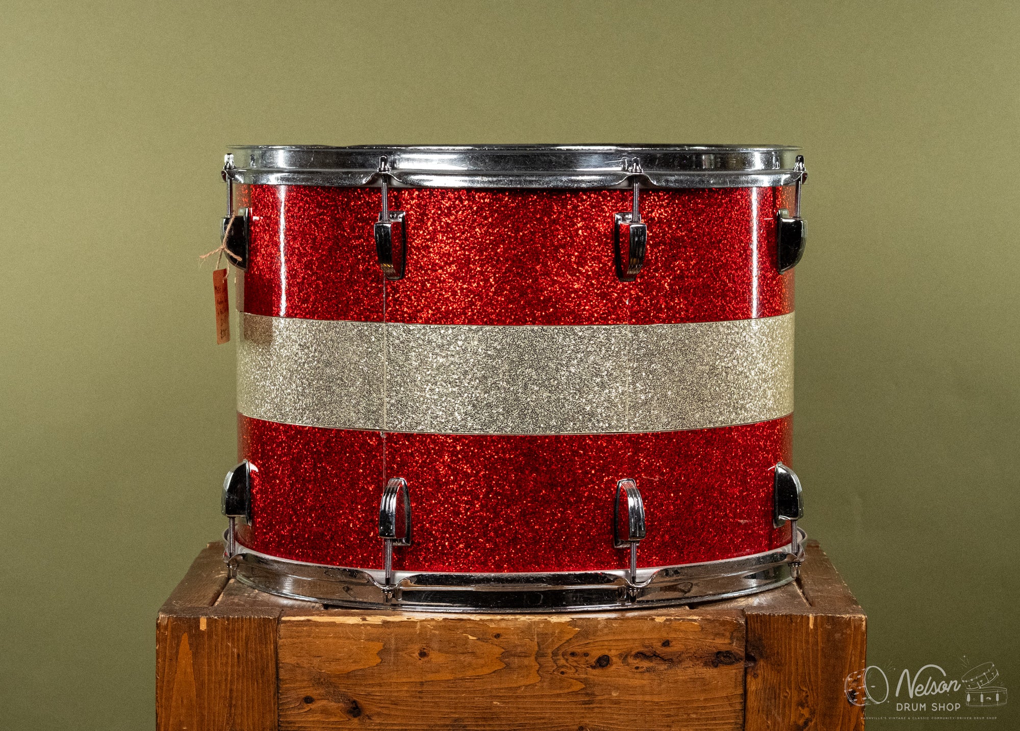 1960s Ludwig Marching Tenor in Red & Silver Sparkle - 12x17