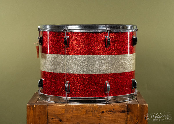 1960s Ludwig Marching Tenor in Red & Silver Sparkle - 12x17