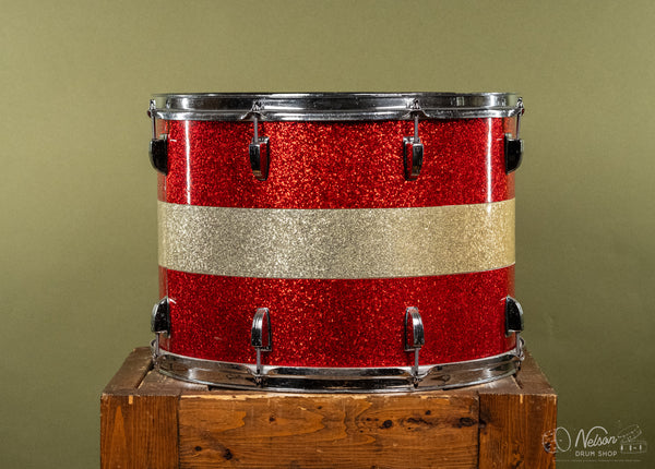 1960s Ludwig Marching Tenor in Red & Silver Sparkle - 12x17