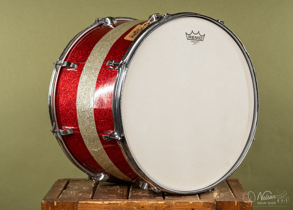 1960s Ludwig Marching Tenor in Red & Silver Sparkle - 12x17