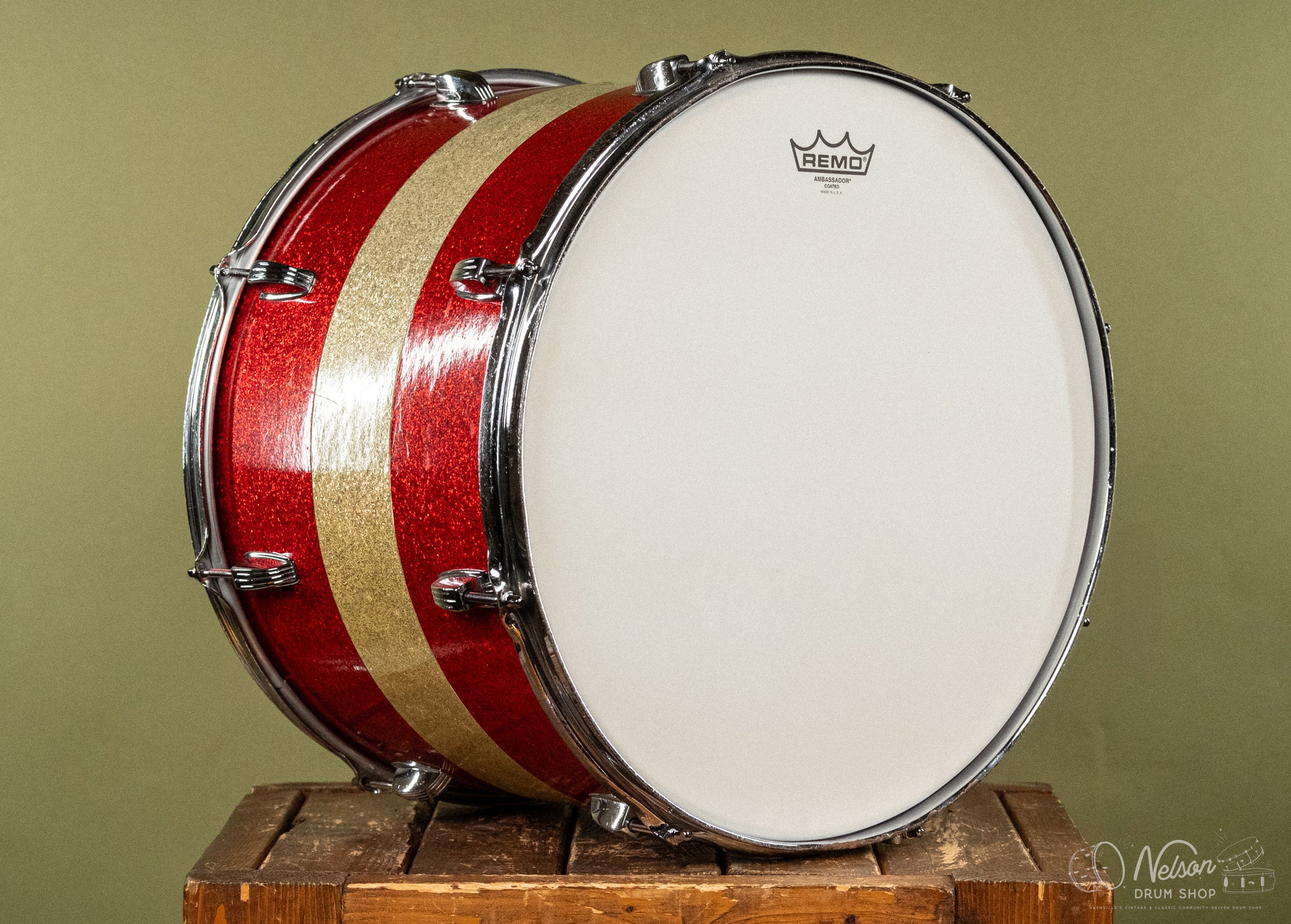 1960s Ludwig Marching Tenor in Red & Silver Sparkle - 12x17