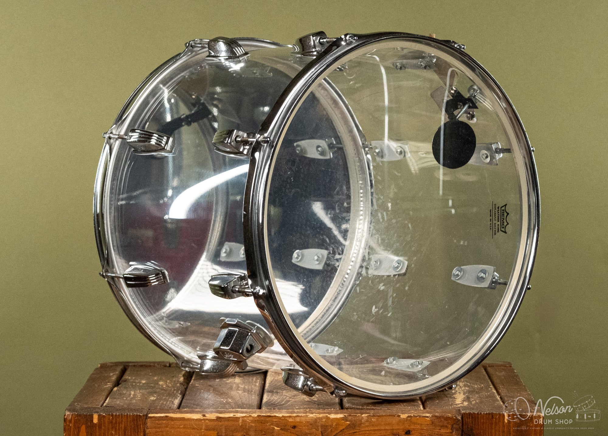 1970s Ludwig Vistalite Tom in Clear - 12x15