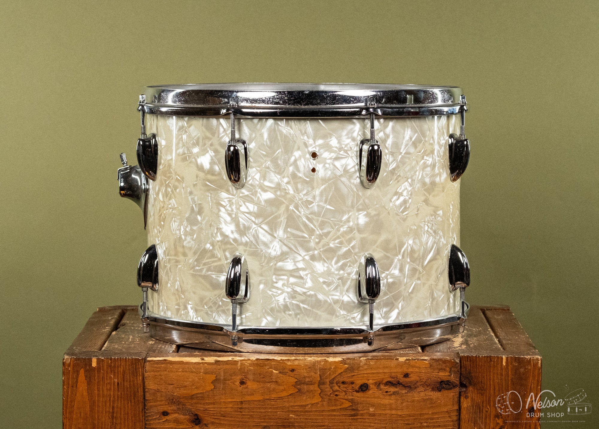 1970s Slingerland Tom in White Marine Pearl - 10x14