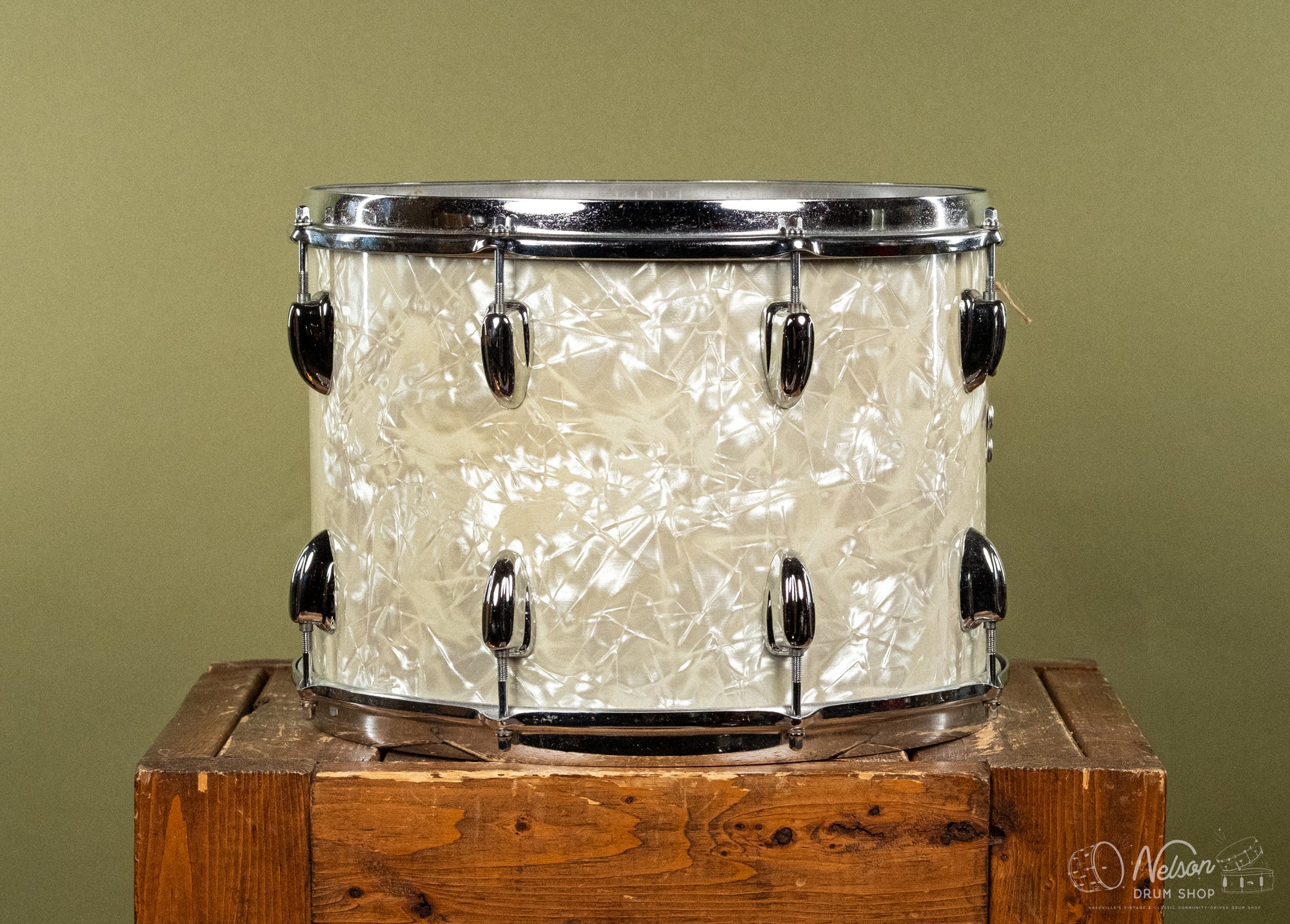 1970s Slingerland Tom in White Marine Pearl - 10x14