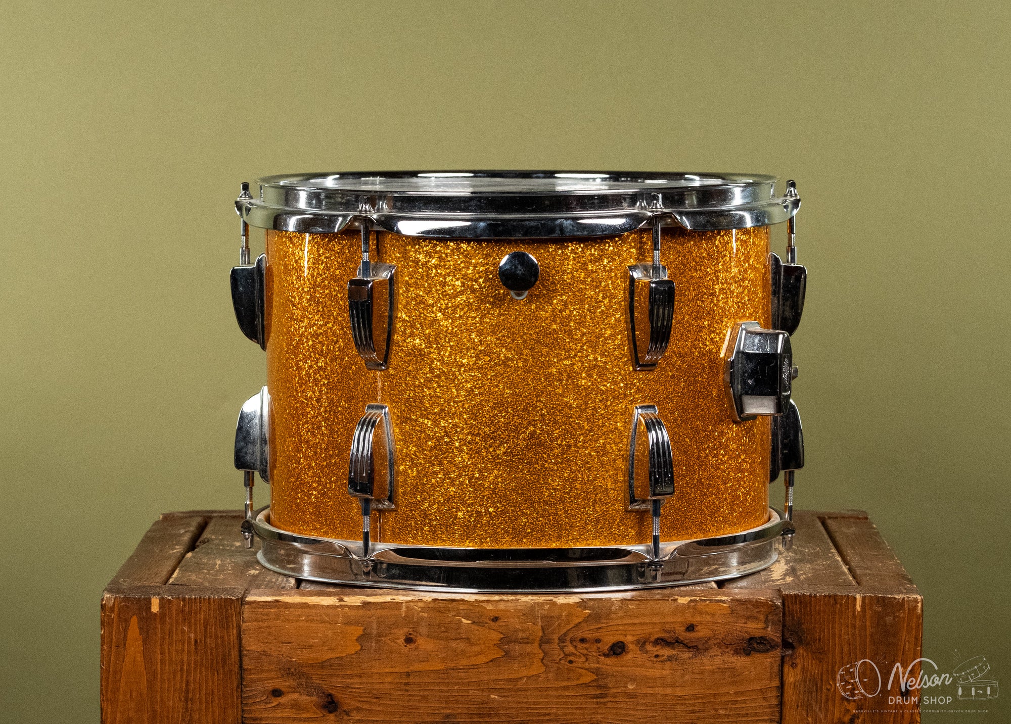 1970s Ludwig Tom in Gold Sparkle - 9x13