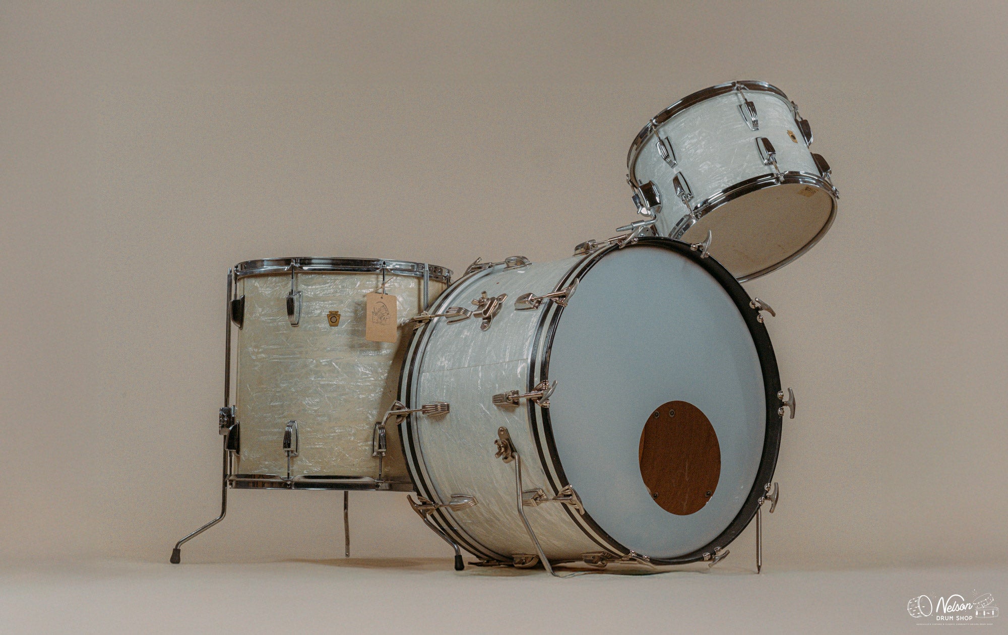 1950/60s WFL/Ludwig Super Classic in White Marine Pearl - 14x22, 16x16, 9x13