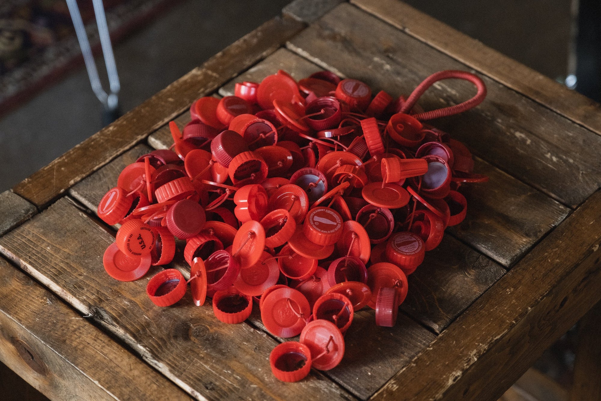 Upcycled Percussion Waterfall Rattle / Shaker - Plastic Lids and Poker Chips