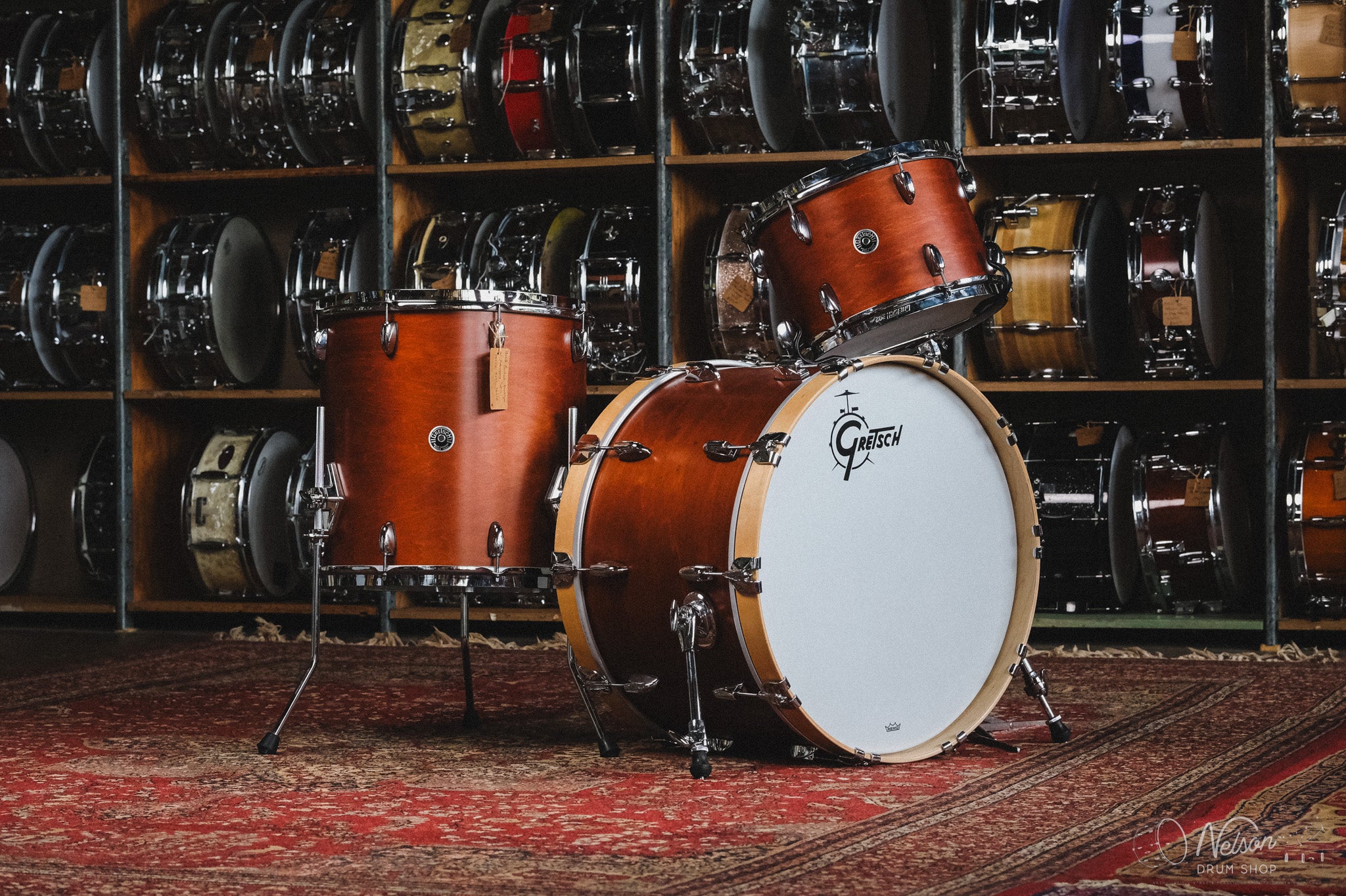 Used Gretsch Brooklyn in Mahogany Satin - 14x22, 9x13, 16x16