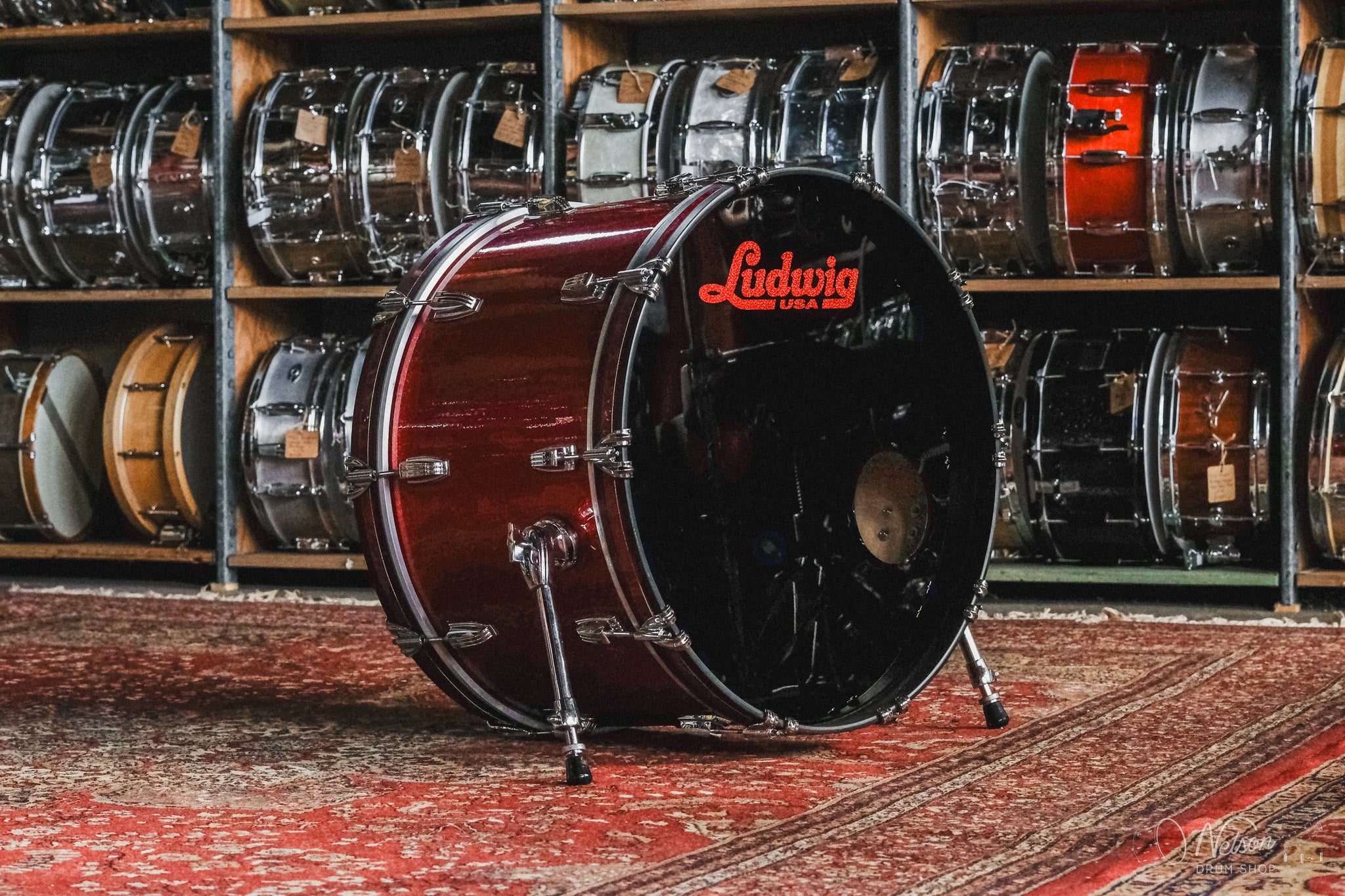 Used Ludwig Classic Maple 'Pro Beat' in Red Sparkle - 14x24, 9x13, 16x16