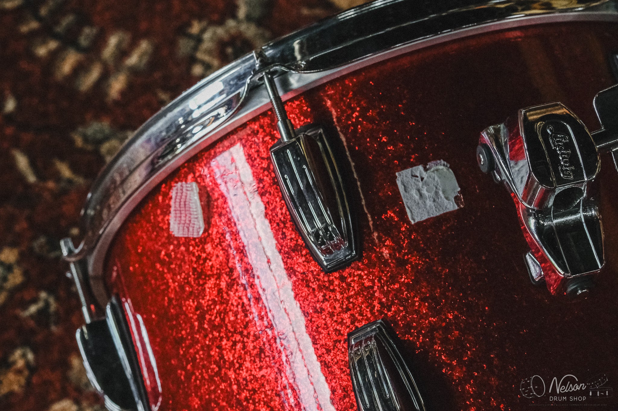 Used Ludwig Classic Maple 'Pro Beat' in Red Sparkle - 14x24, 9x13, 16x16