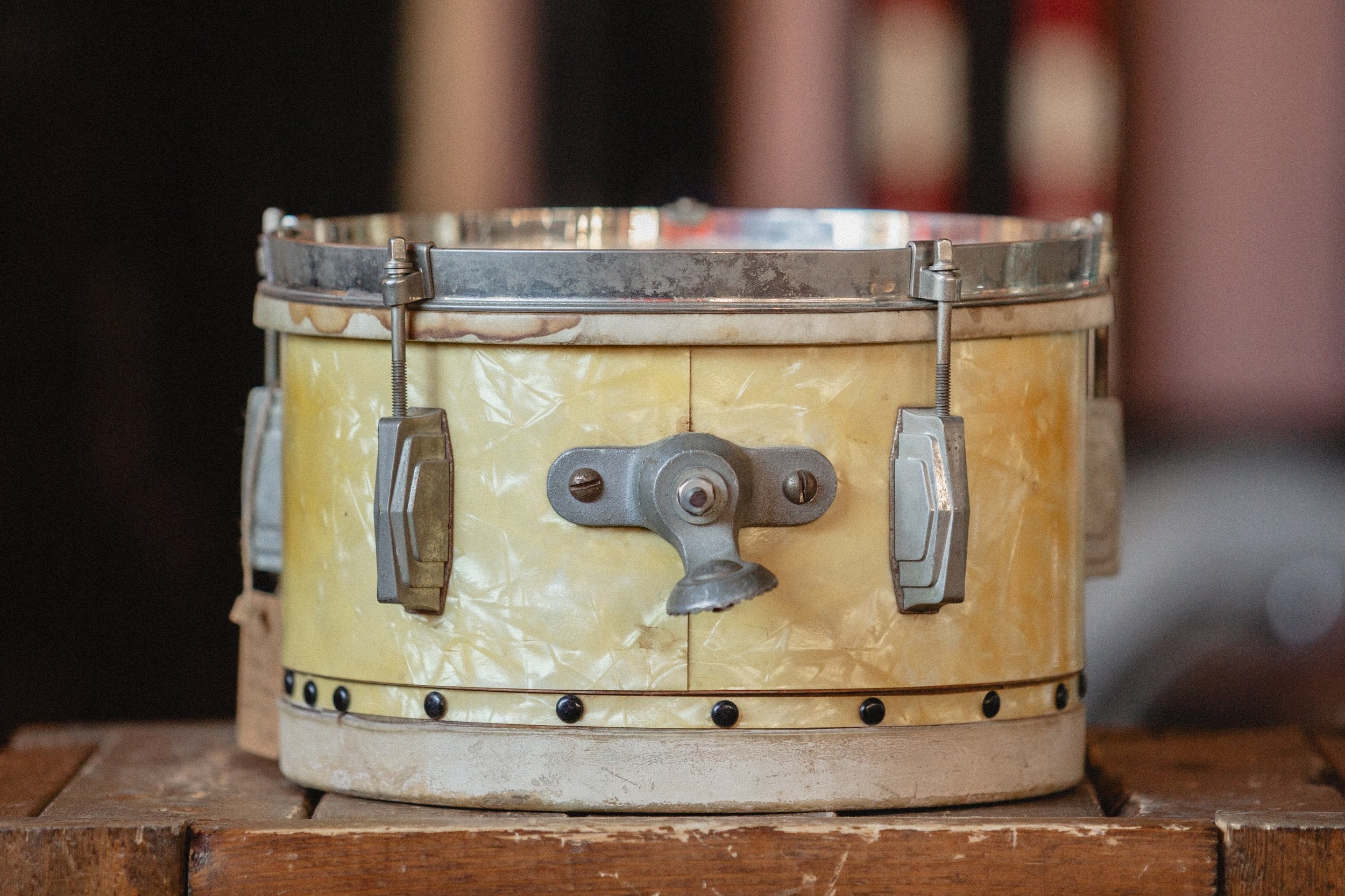 1940s Ludwig Tack Bottom Tom in White Marine Pearl - 7x11