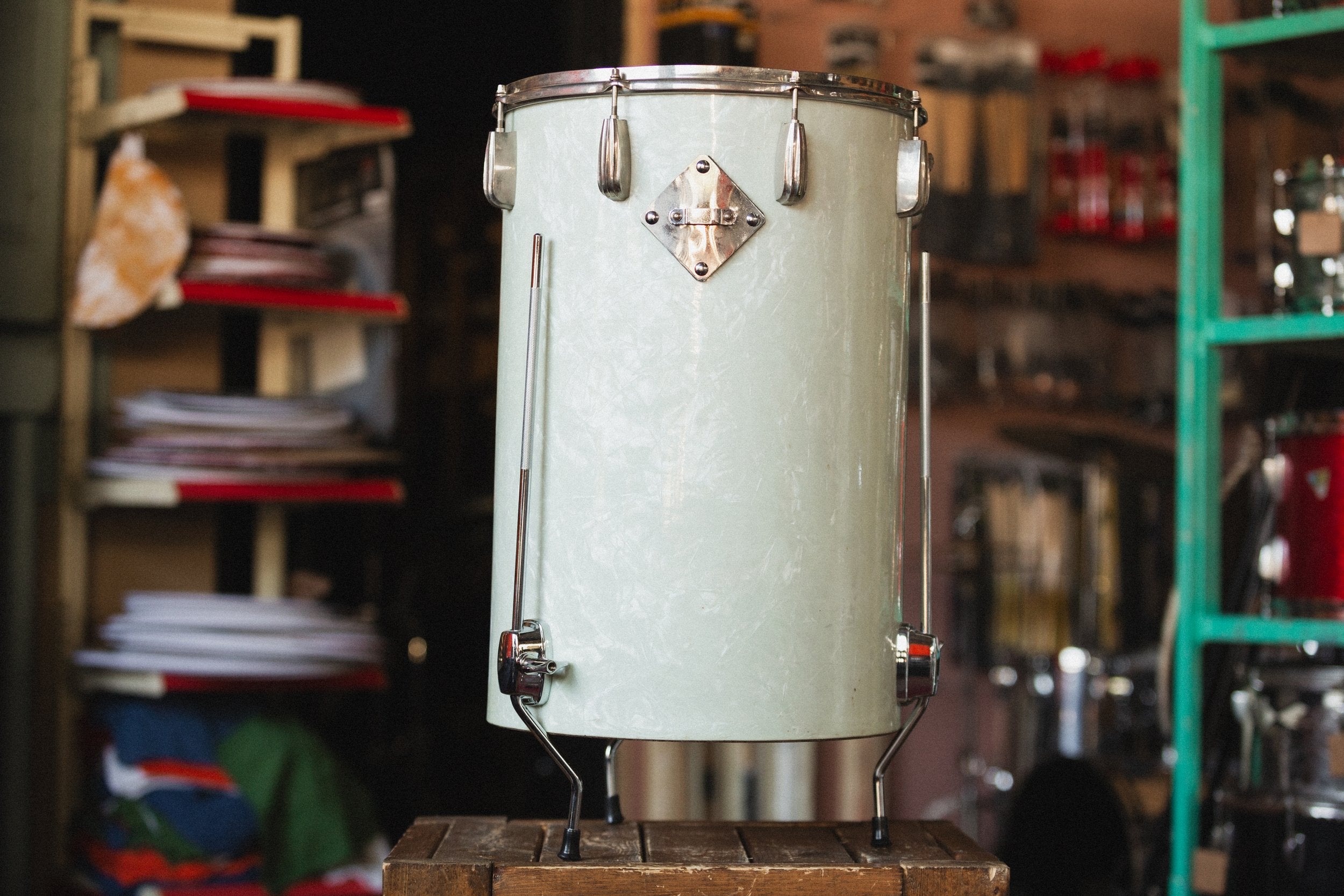 Late 40s-Early 50s Slingerland Converted Cocktail Drum in White Marine Pearl - 21x14