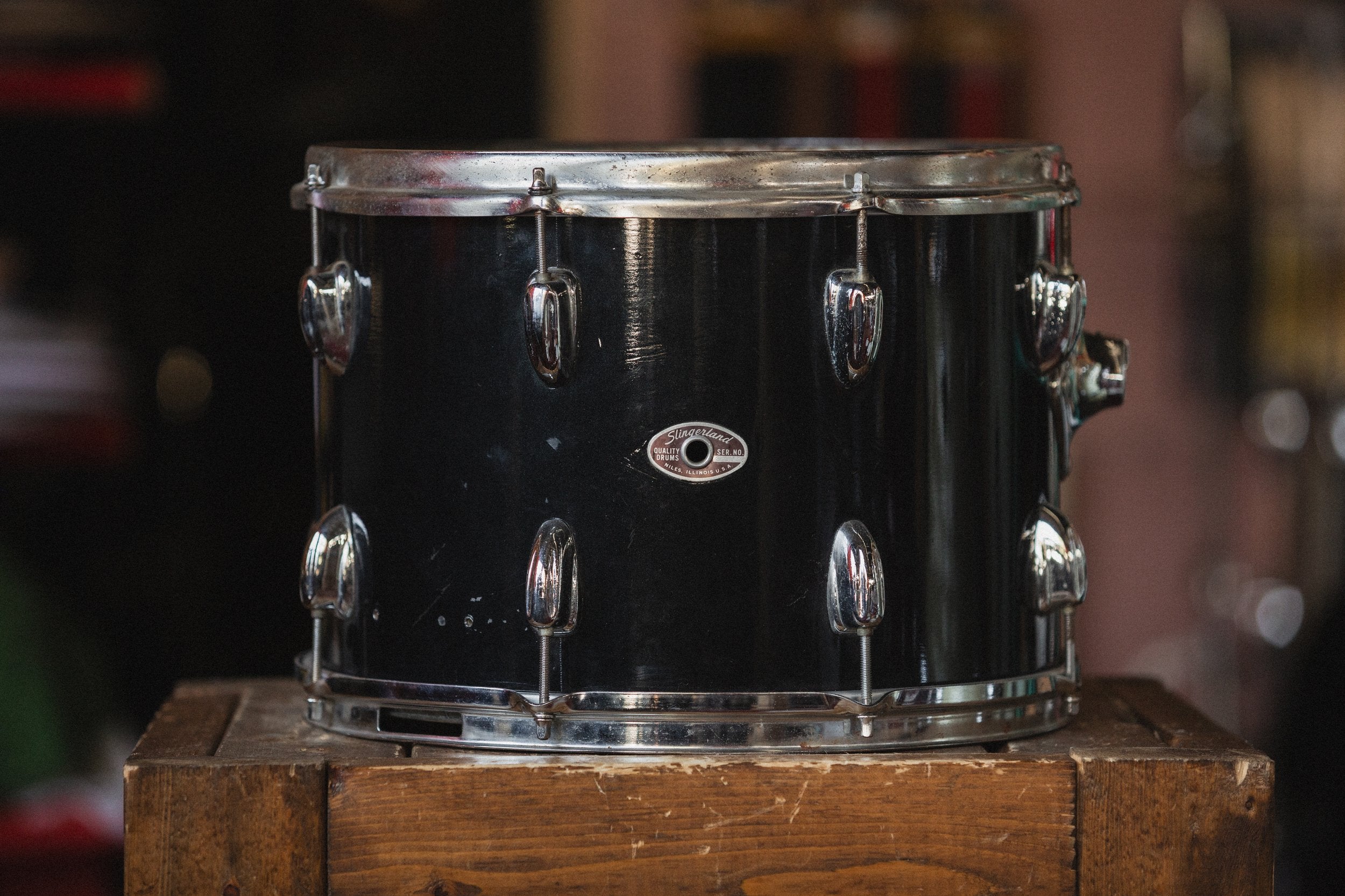 1970s Slingerland Rack Tom in Jet Black - 10x14