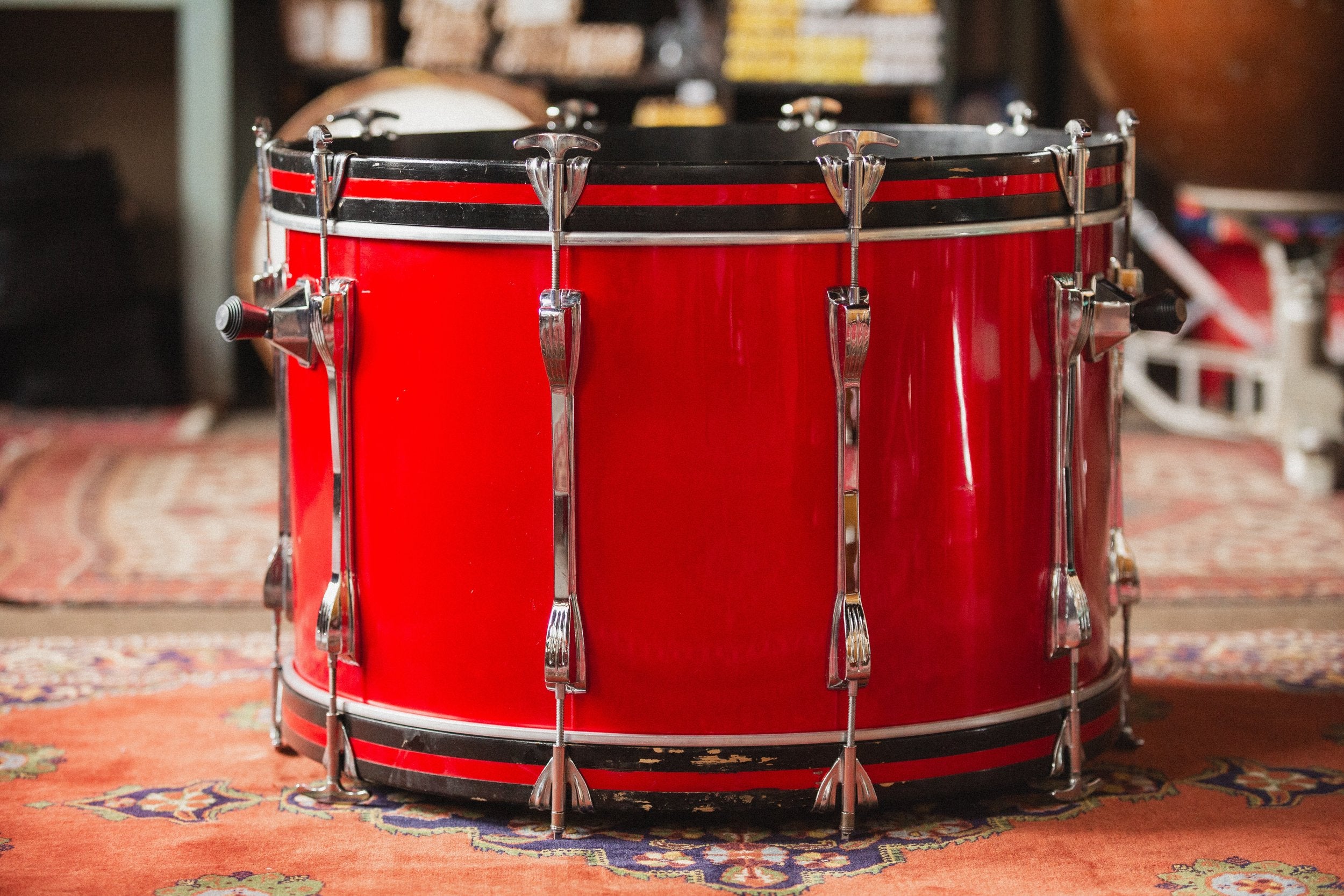 1970s Ludwig 3ply 'Mach 5' in Red Silk - 8x12, 9x13, 16x16, 14x24