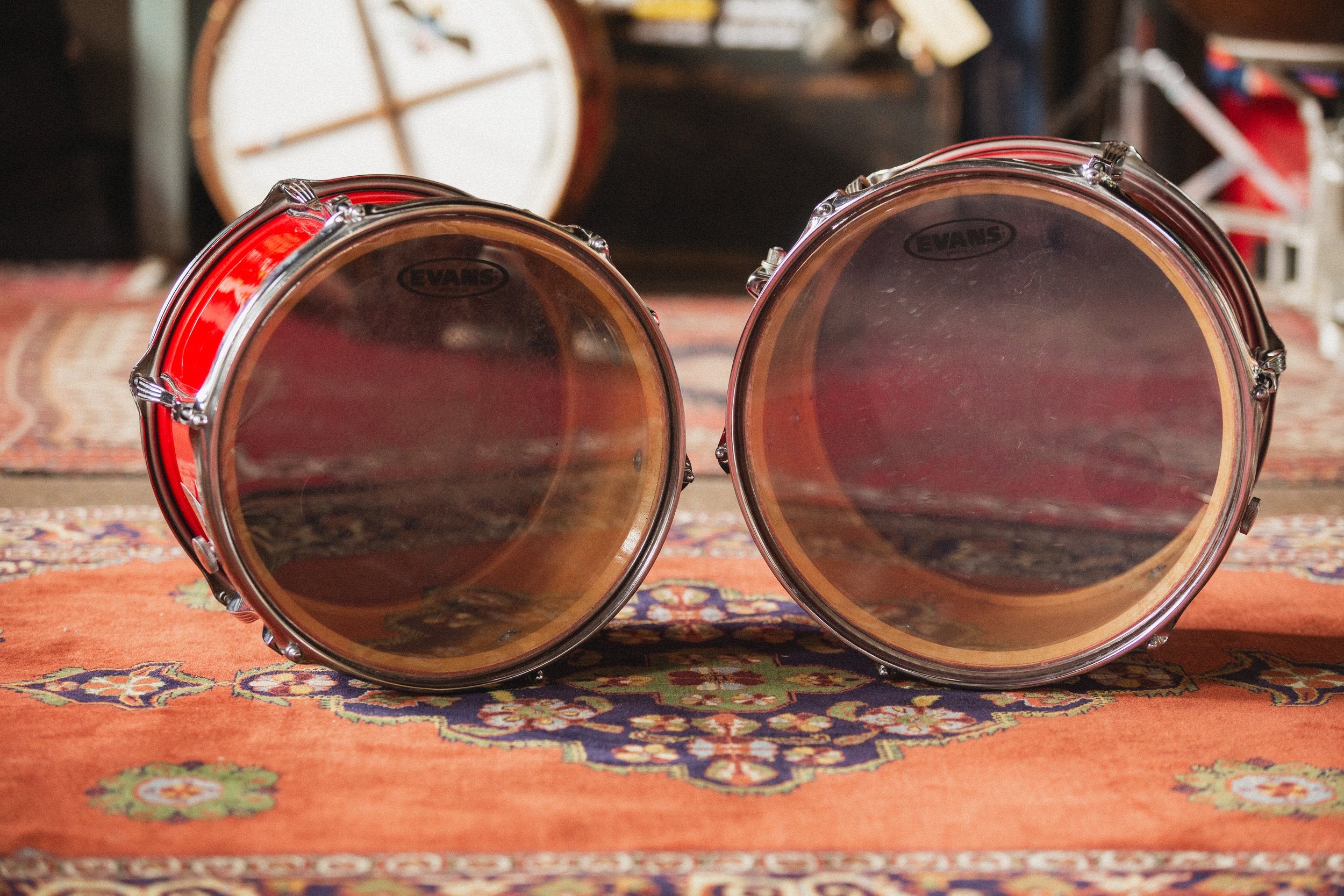 1970s Ludwig 3ply 'Mach 5' in Red Silk - 8x12, 9x13, 16x16, 14x24