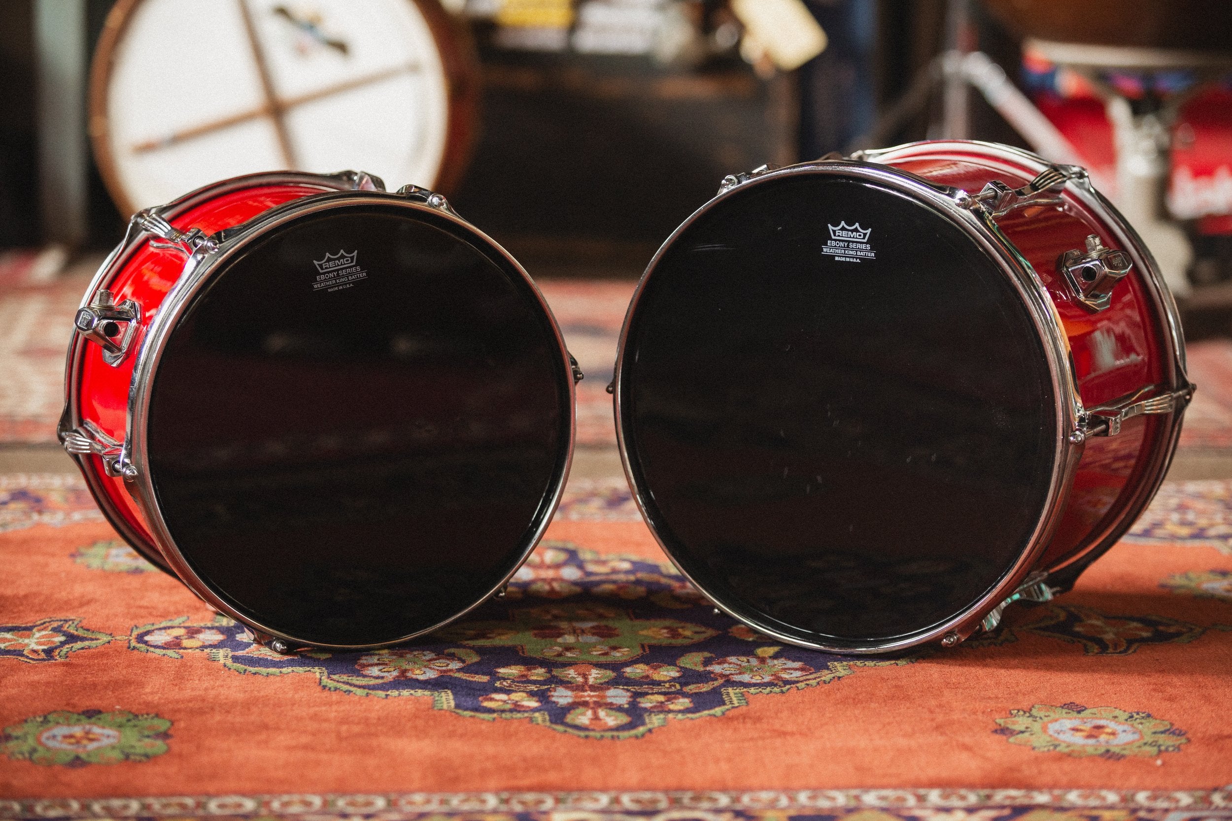 1970s Ludwig 3ply 'Mach 5' in Red Silk - 8x12, 9x13, 16x16, 14x24