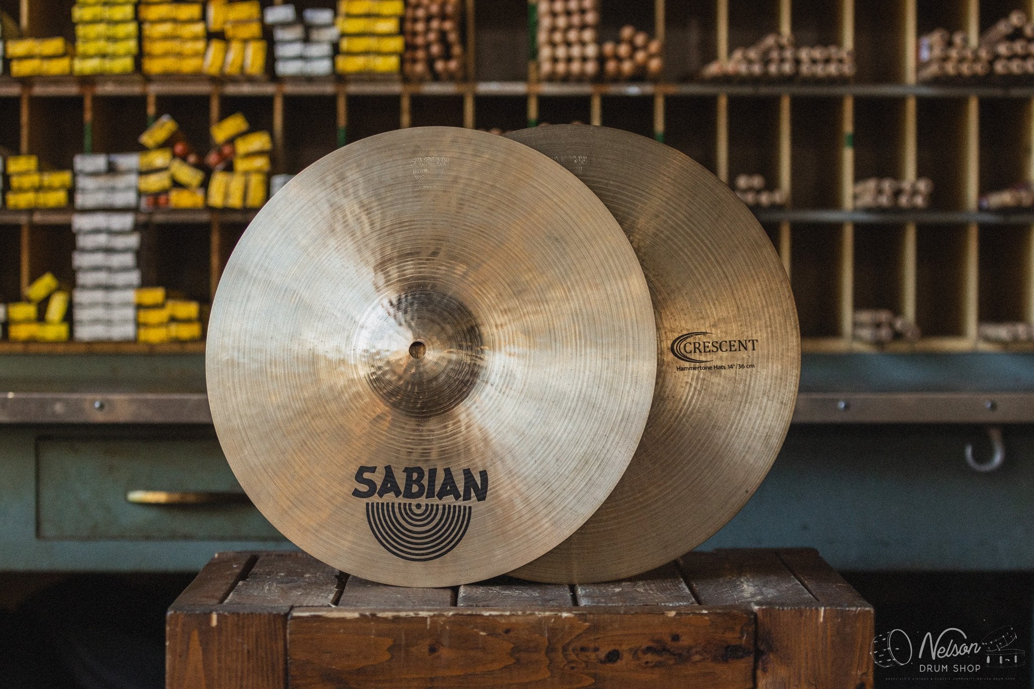 Used Sabian Crescent Hammertone Hi Hats - 14"