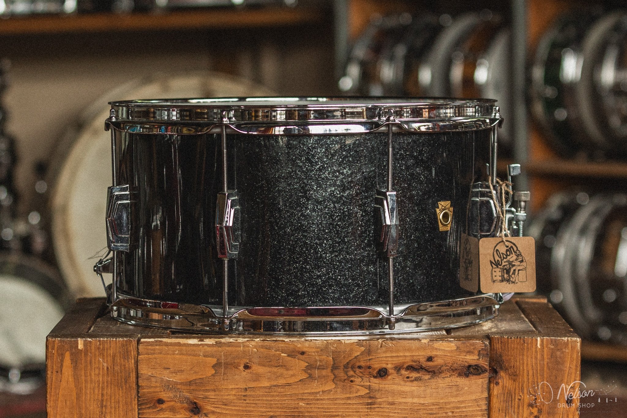 1960s Ludwig "School Festival" Rewrapped in Black Sparkle - 8.5x15