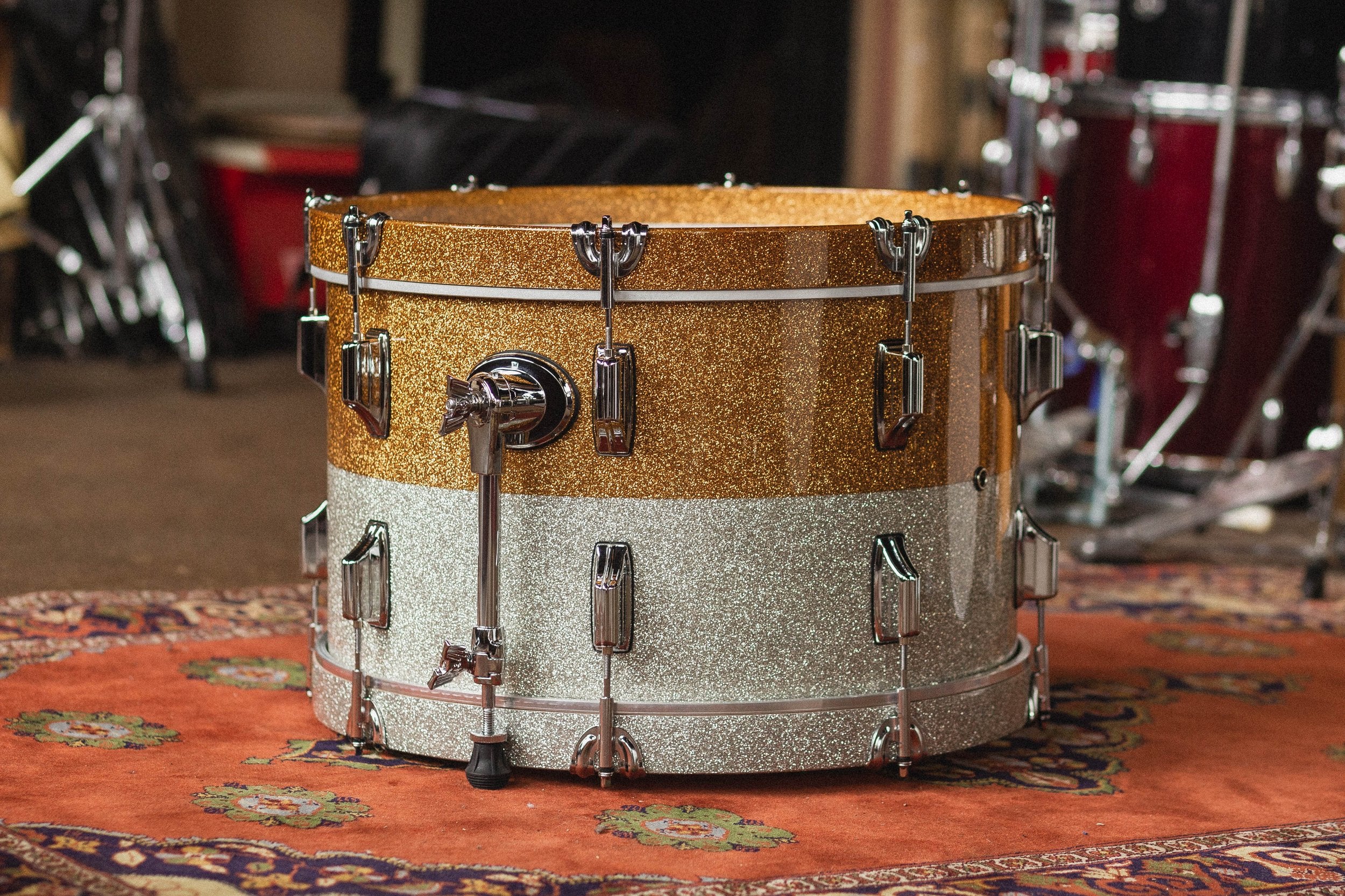 Rogers 'PowerTone' in Gold & Silver Two-Tone Lacquer Sparkle - 12x20, 7x12, 14x14