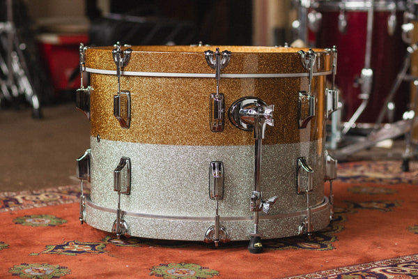 Rogers 'PowerTone' in Gold & Silver Two-Tone Lacquer Sparkle - 12x20, 7x12, 14x14