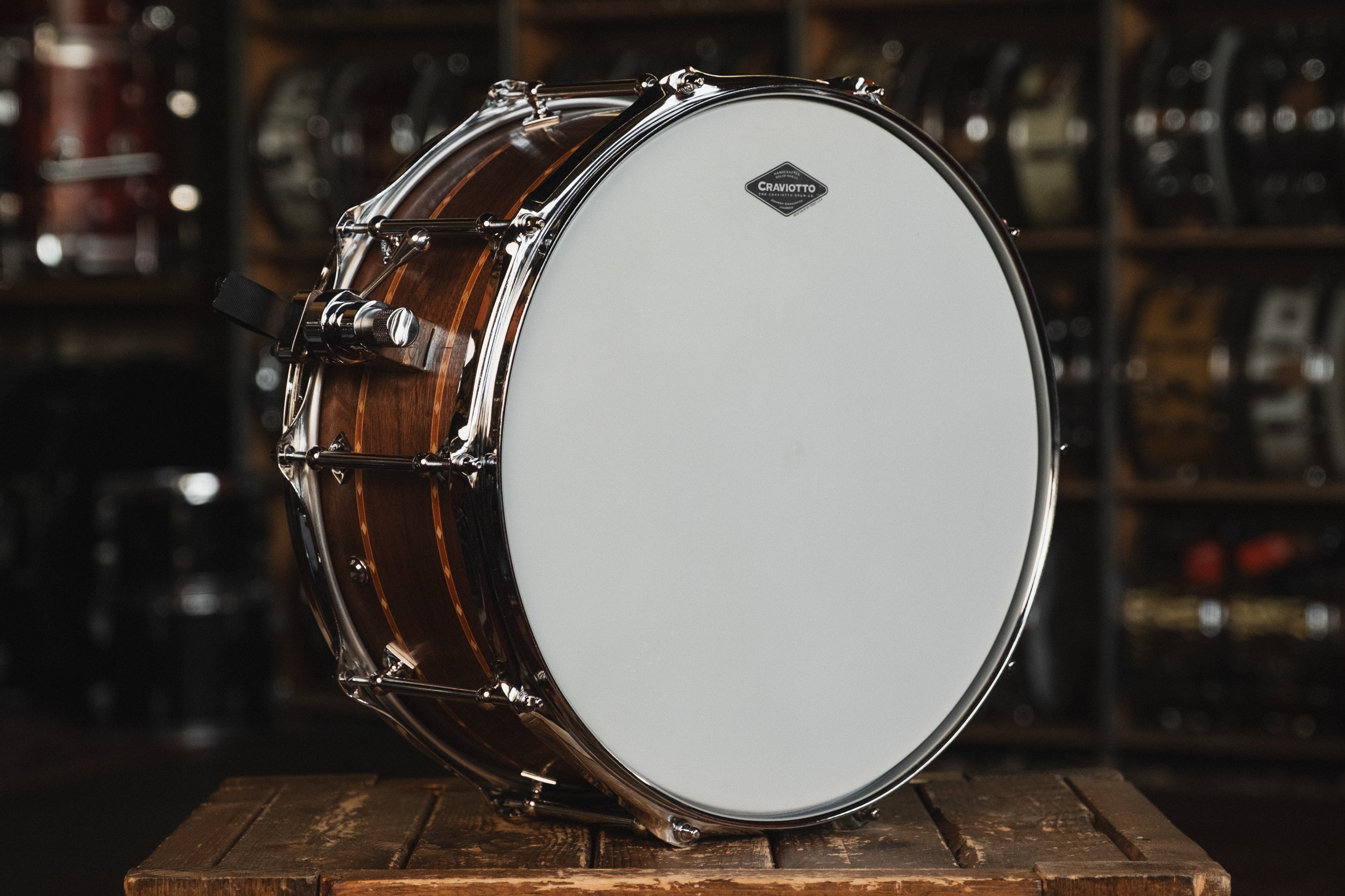 Craviotto Walnut w/Double Cherry Inlays in Oil Finish - 6.5x14