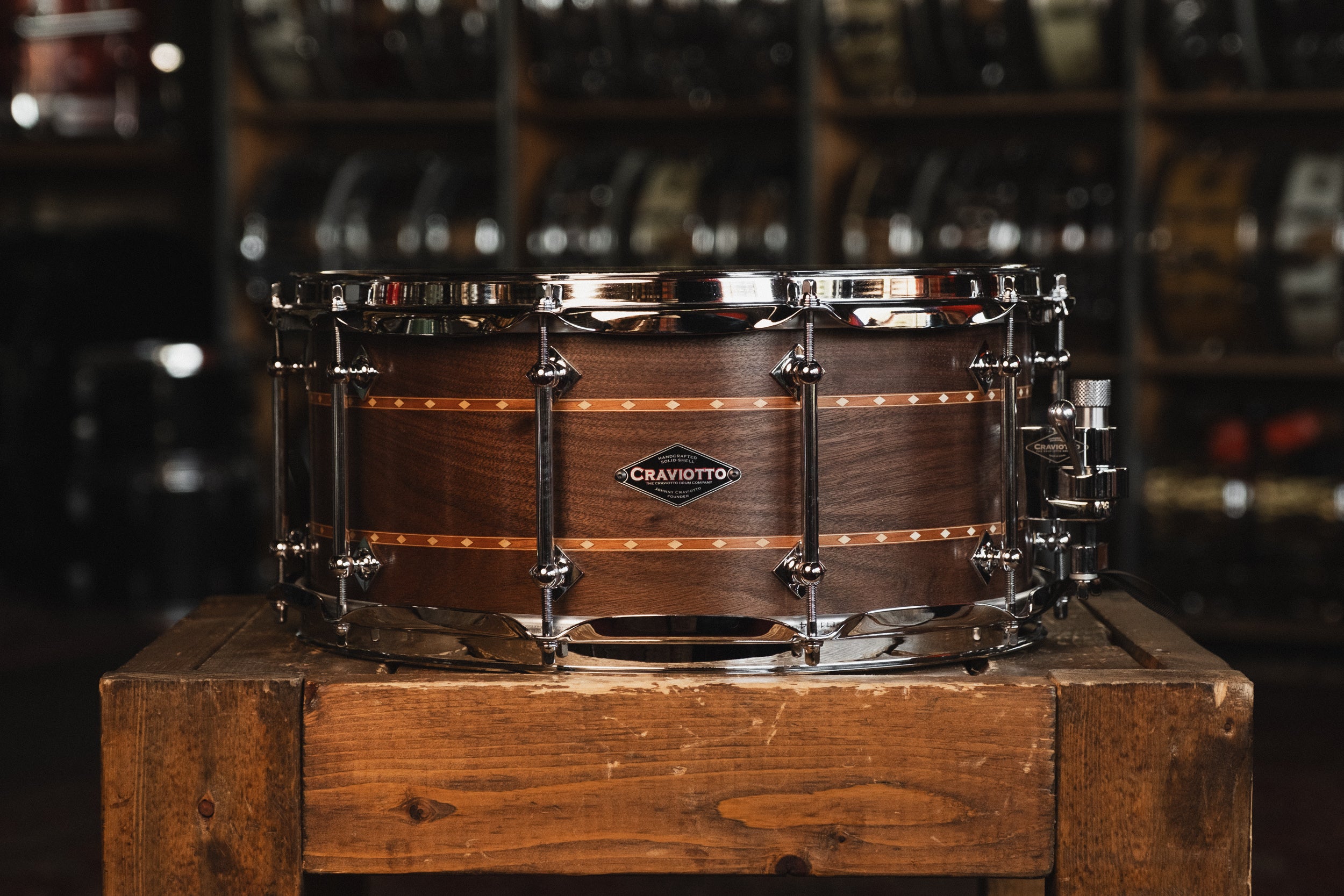 Craviotto Walnut w/Double Cherry Inlays in Oil Finish - 6.5x14