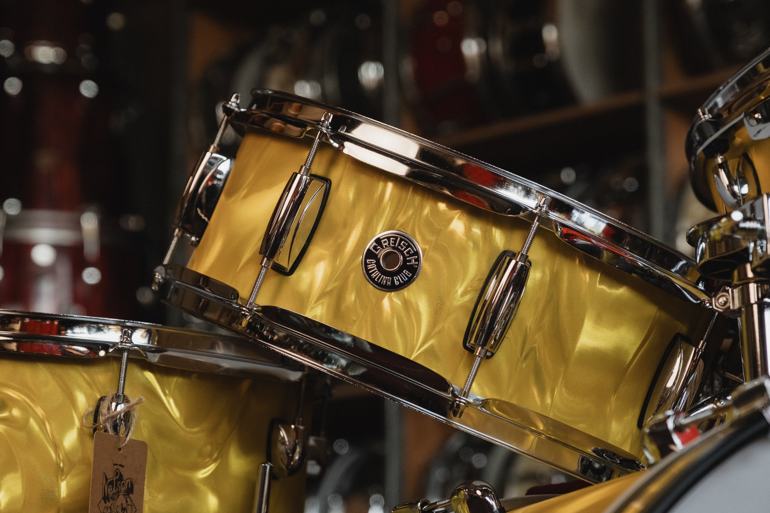 Gretsch Catalina Club in Yellow Satin Flame - 14x20, 14x14, 8x12, 5.5x14 Snare