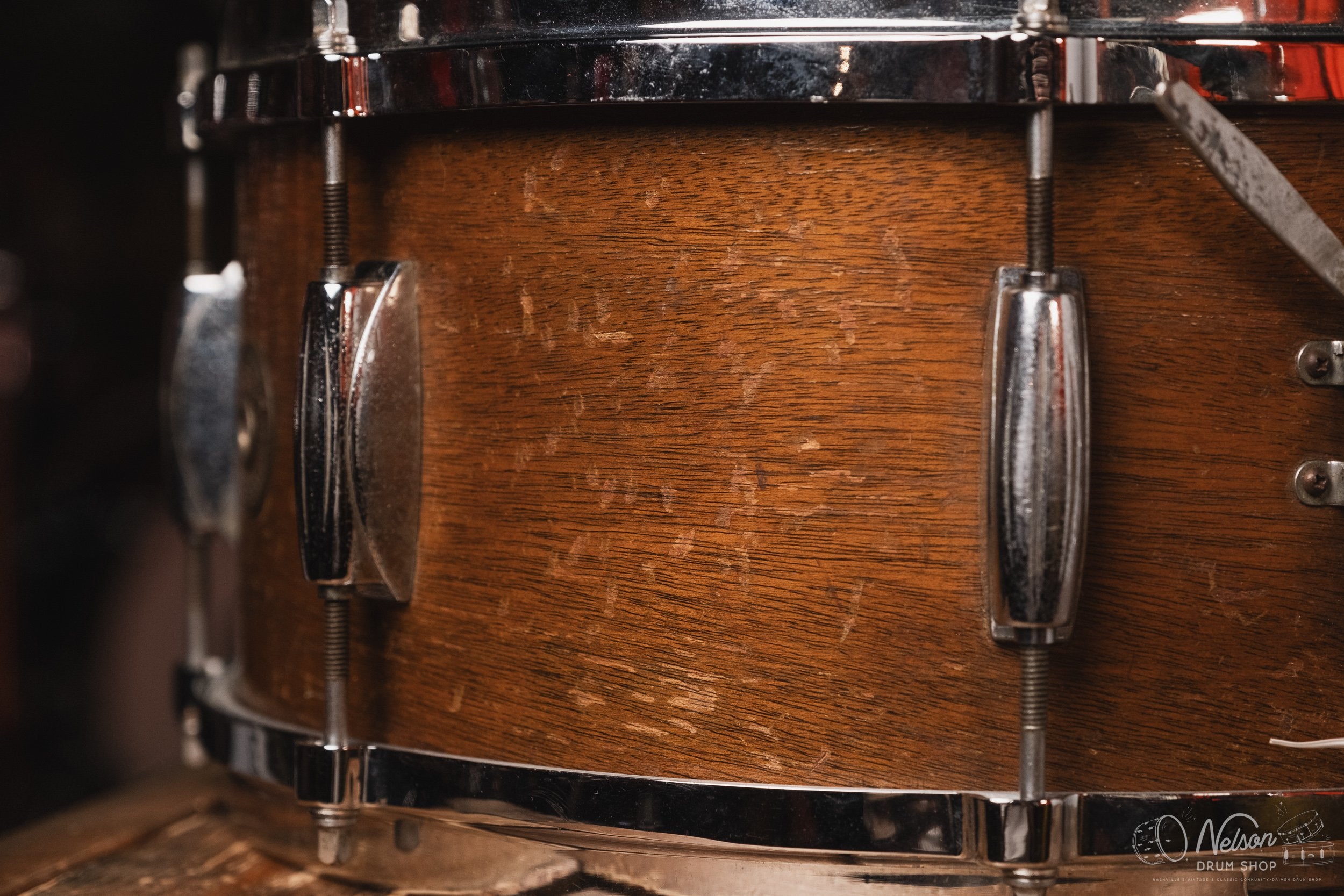 1950s Gretsch Round Badge in Mahogany Stain - 6.5x14