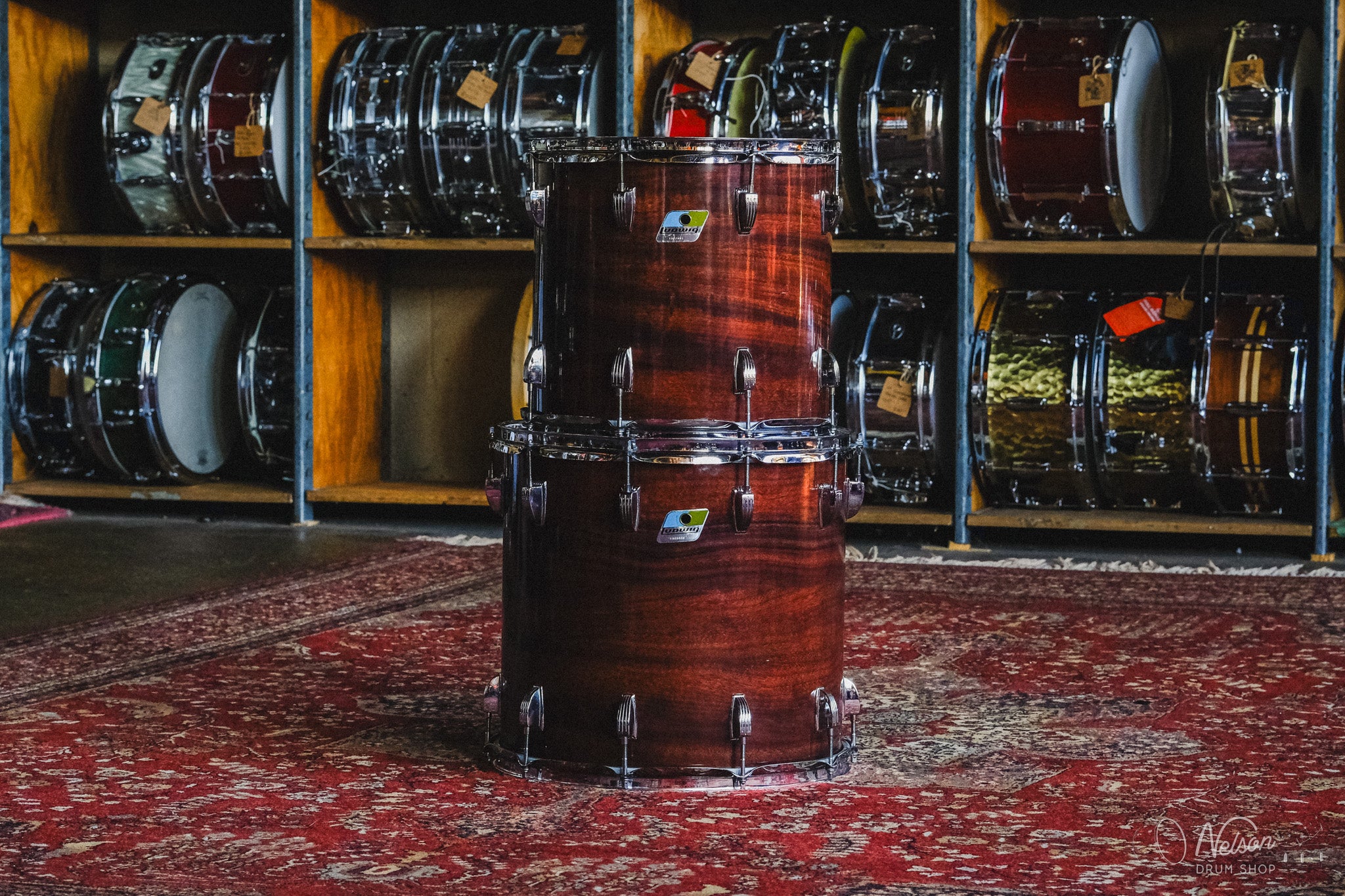 1970s Ludwig Octaplus in Mahogany Cortex - 16x24, 9x6, 9x8, 9x10, 11x12, 12x13, 13x14, 14x15, 15x16, 16x18