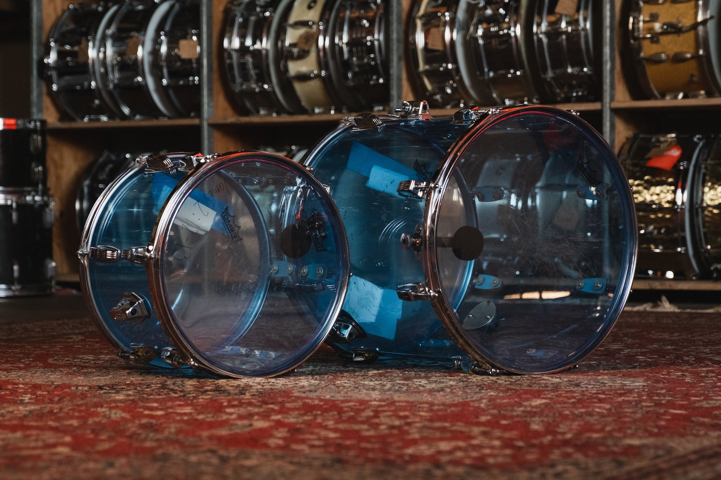 1970s Ludwig Blue Vistalite - 14x24, 9x13, 16x16