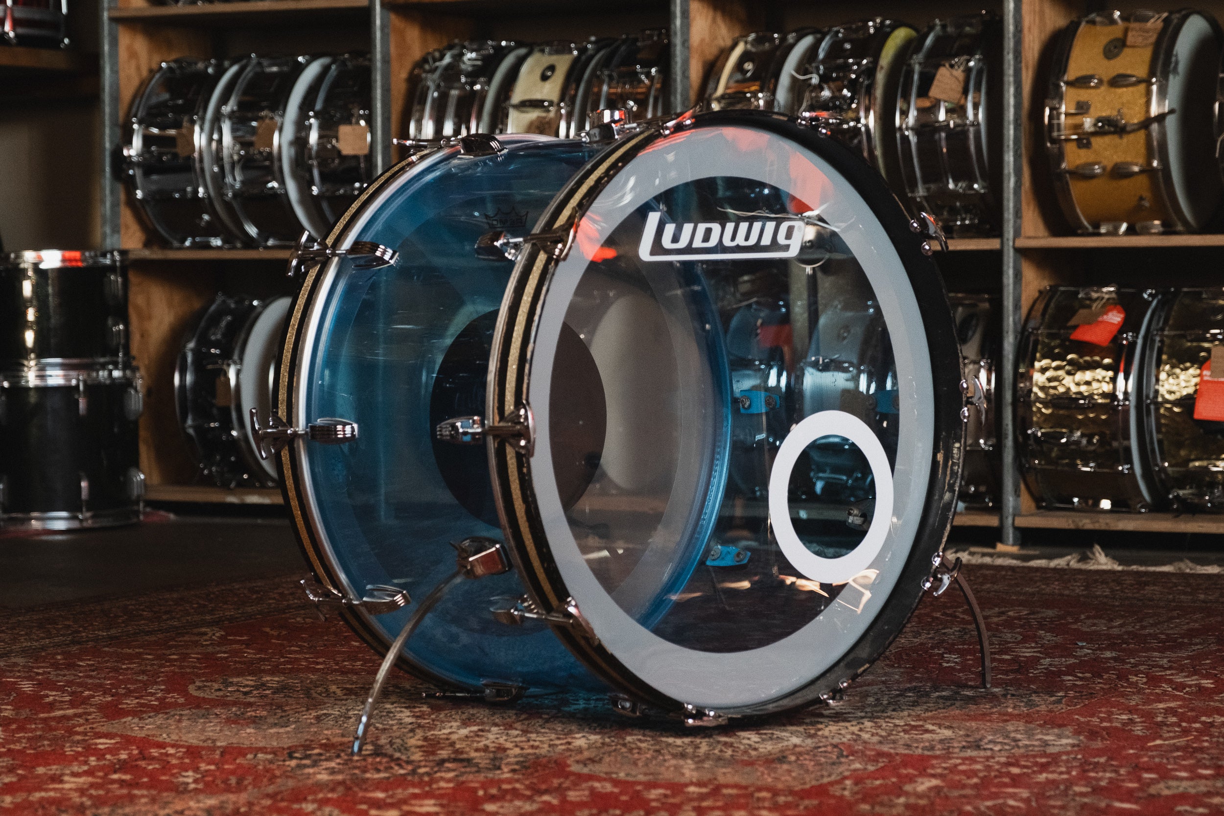 1970s Ludwig Blue Vistalite - 14x24, 9x13, 16x16