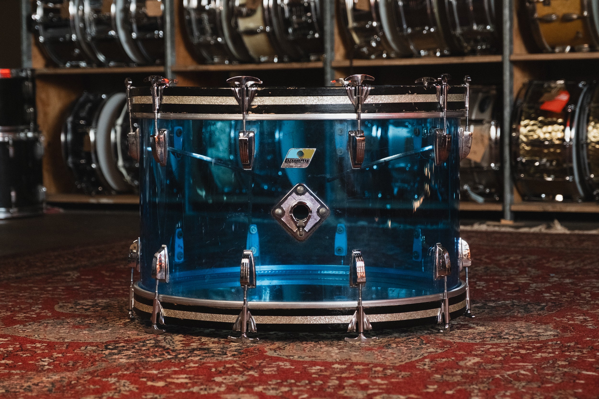 1970s Ludwig Blue Vistalite - 14x24, 9x13, 16x16