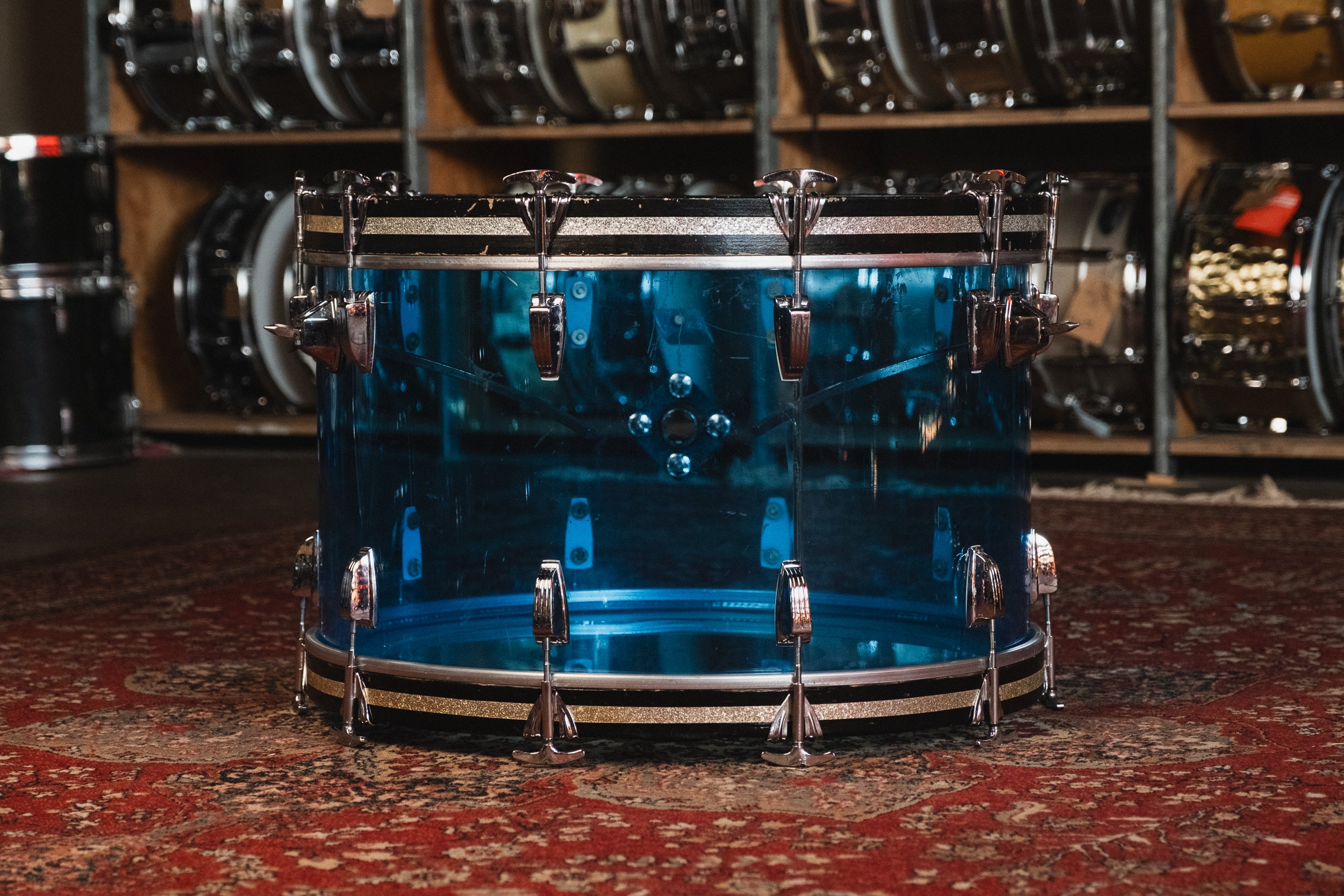 1970s Ludwig Blue Vistalite - 14x24, 9x13, 16x16